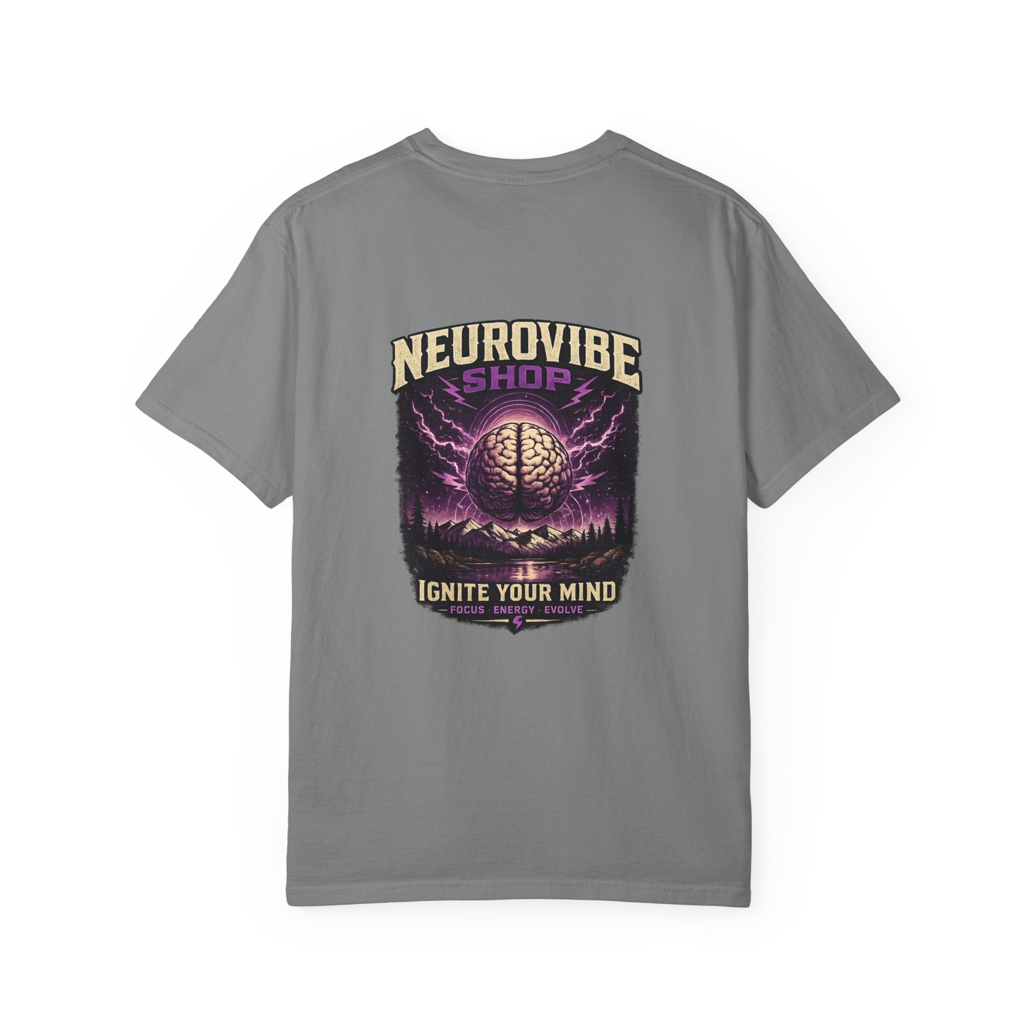 NeuroVibe Shop Ignite Your Mind T-Shirt | Purple Lightning Brain Graphic Tee | Neurodiversity Awareness Shirt | ADHD Autism Mental Health Support Apparel