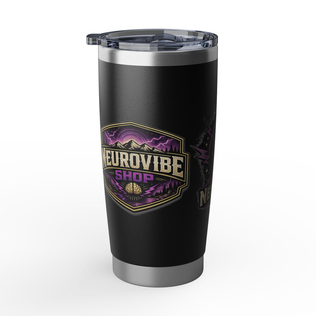 NeuroVibe Shop Ignite Your Mind 20oz Tumbler | Purple Lightning Brain Design | ADHD Autism Awareness Travel Mug | Neurodiversity Mental Health Gift