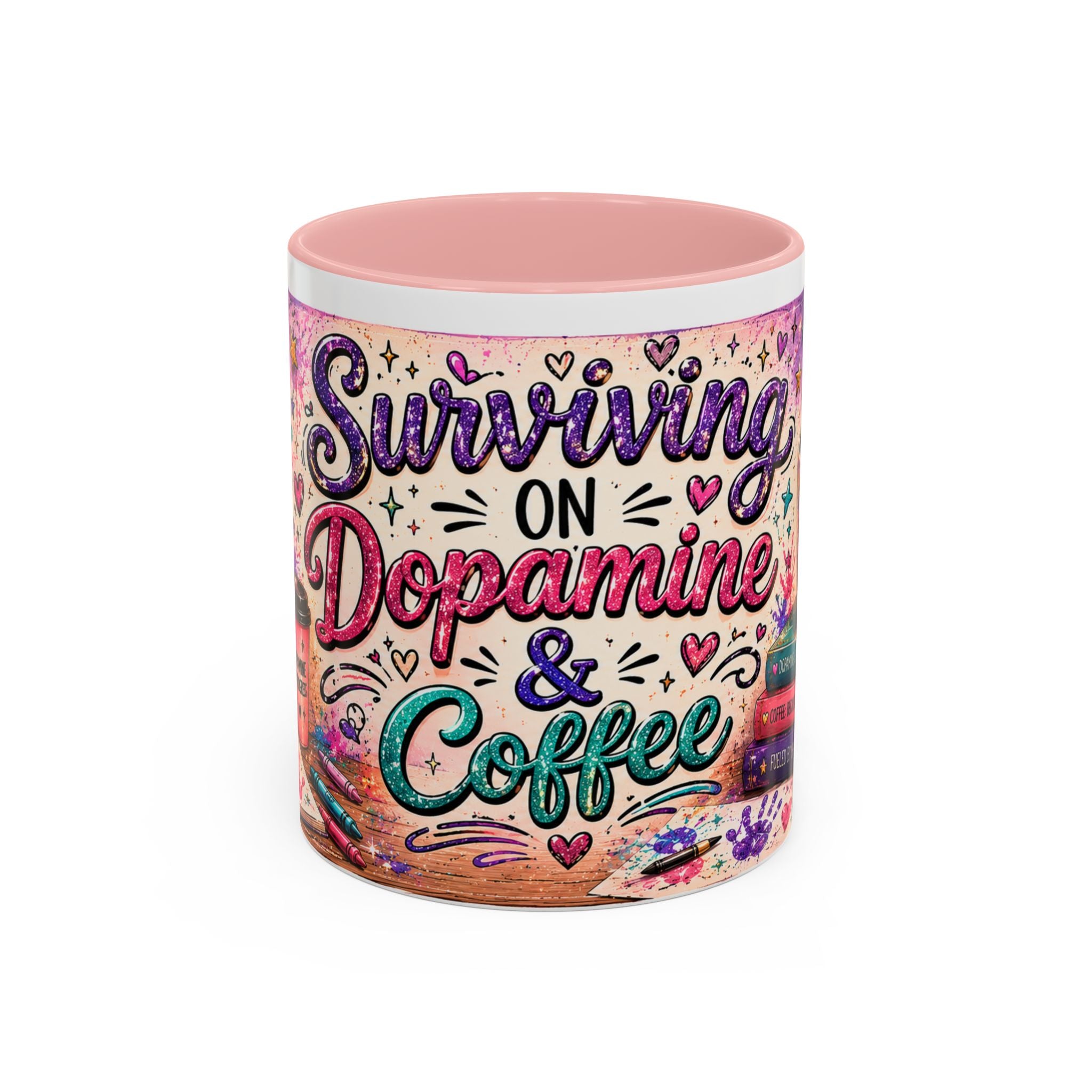 Surviving on Dopamine & Coffee Mug ☕ | Neurospicy Glitter Accent Cup | NeuroVibe Shop™
