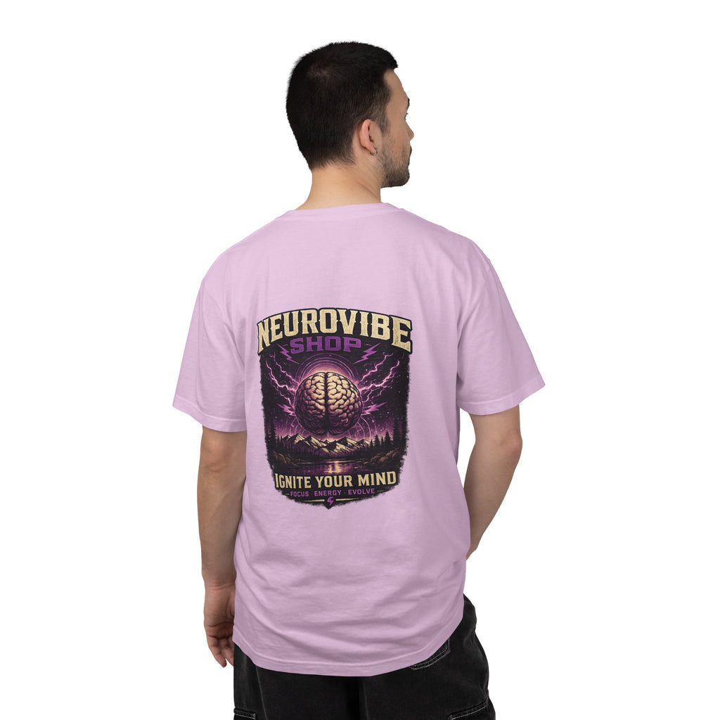 NeuroVibe Shop Ignite Your Mind T-Shirt | Purple Lightning Brain Graphic Tee | Neurodiversity Awareness Shirt | ADHD Autism Mental Health Support Apparel