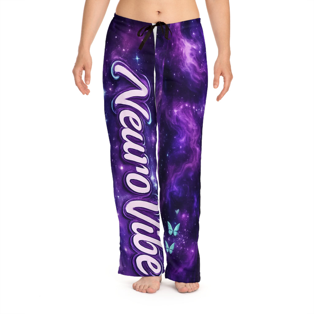 Purple Galaxy Women’s Pajama Pants | Cosmic Nebula Lounge Pants | NeuroVibe Shop™