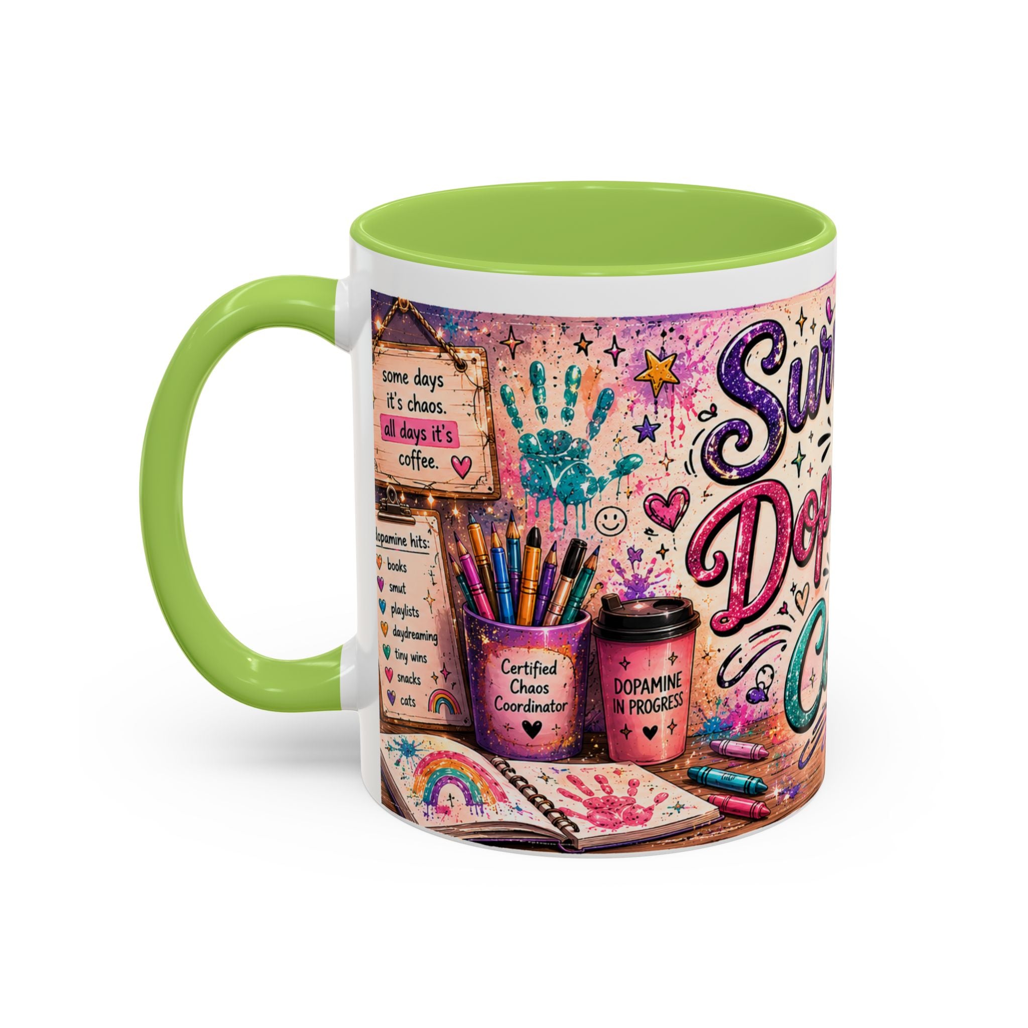 Surviving on Dopamine & Coffee Mug ☕ | Neurospicy Glitter Accent Cup | NeuroVibe Shop™