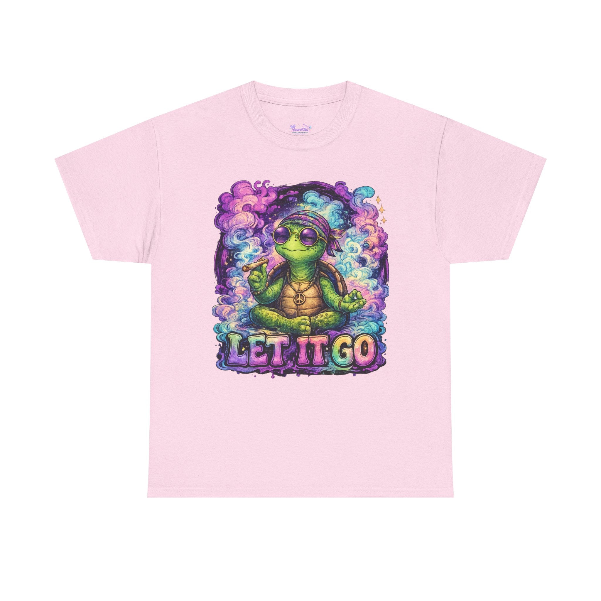Let It Go Turtle T-Shirt | Chill Turtle Graphic Tee | Retro Hippie Turtle Shirt | Positive Vibes Relaxation Tee | Colorful Smoke Art Shirt