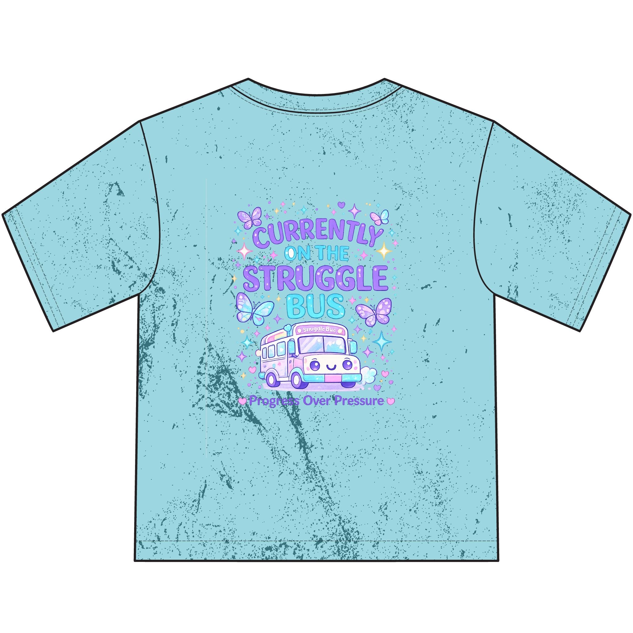 Cuddle Crew Youth T-Shirt | Currently on the Struggle Bus Back Print | NeuroVibe Shop™ Kids Mental Health Tee