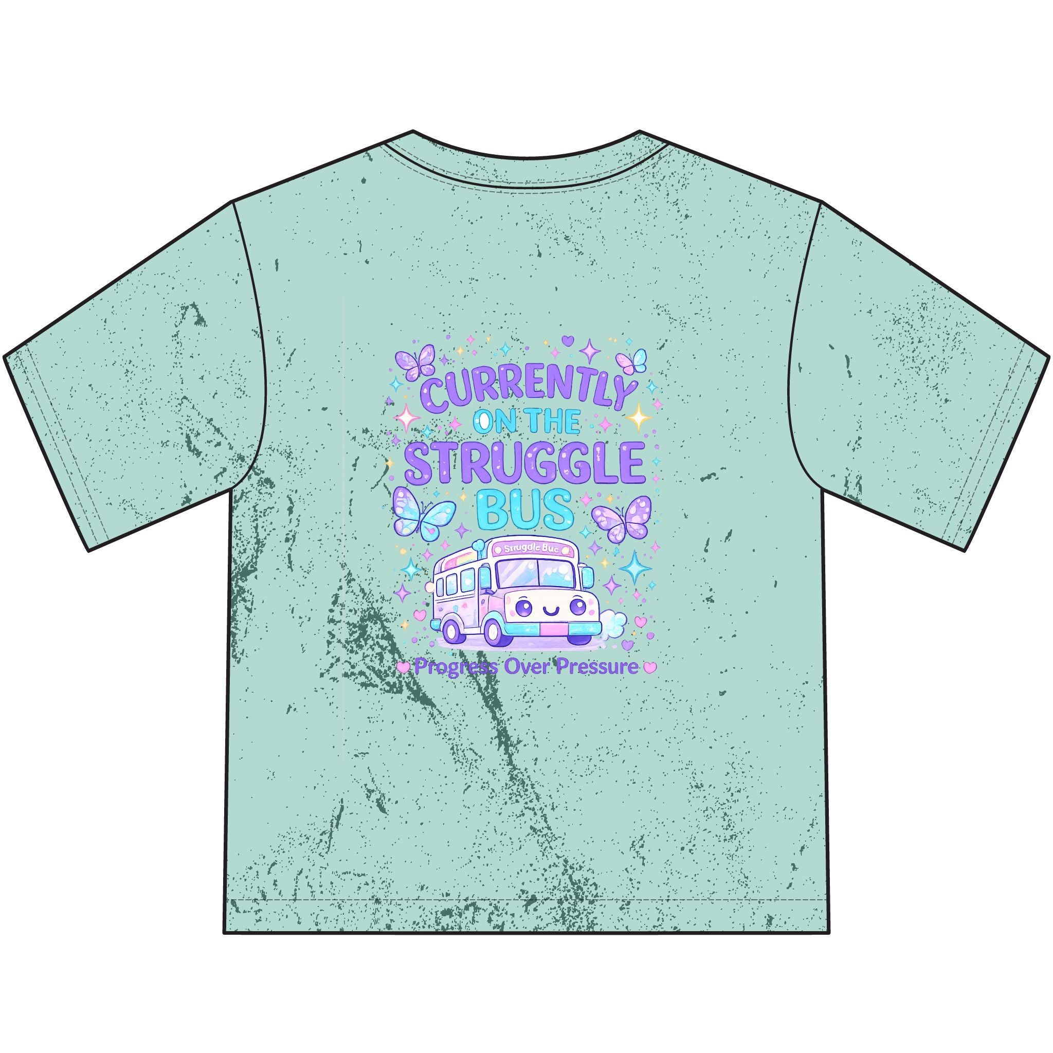Cuddle Crew Youth T-Shirt | Currently on the Struggle Bus Back Print | NeuroVibe Shop™ Kids Mental Health Tee