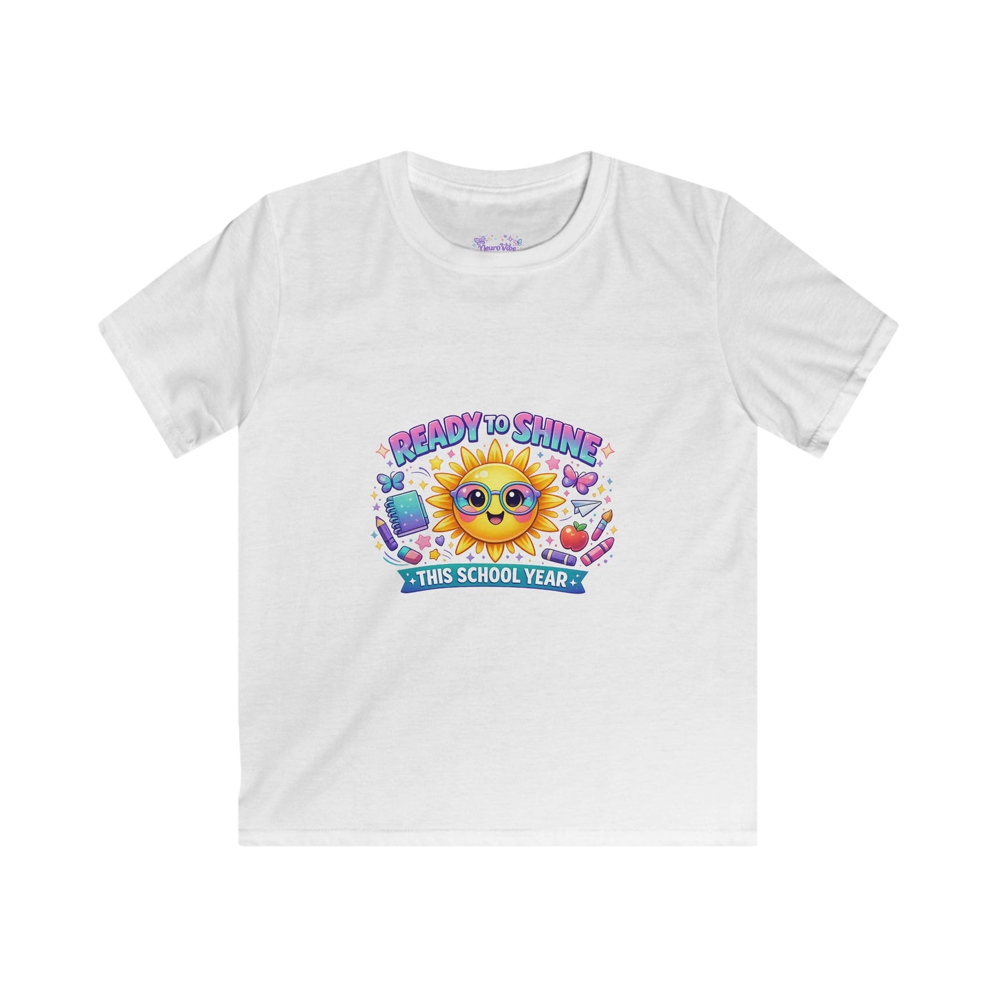 Kids Back to School Sunshine Tee | Ready to Shine School Shirt | Neurodivergent Pride Apparel | Colorful First Day of School T-Shirt ☀️📚🌈🦋