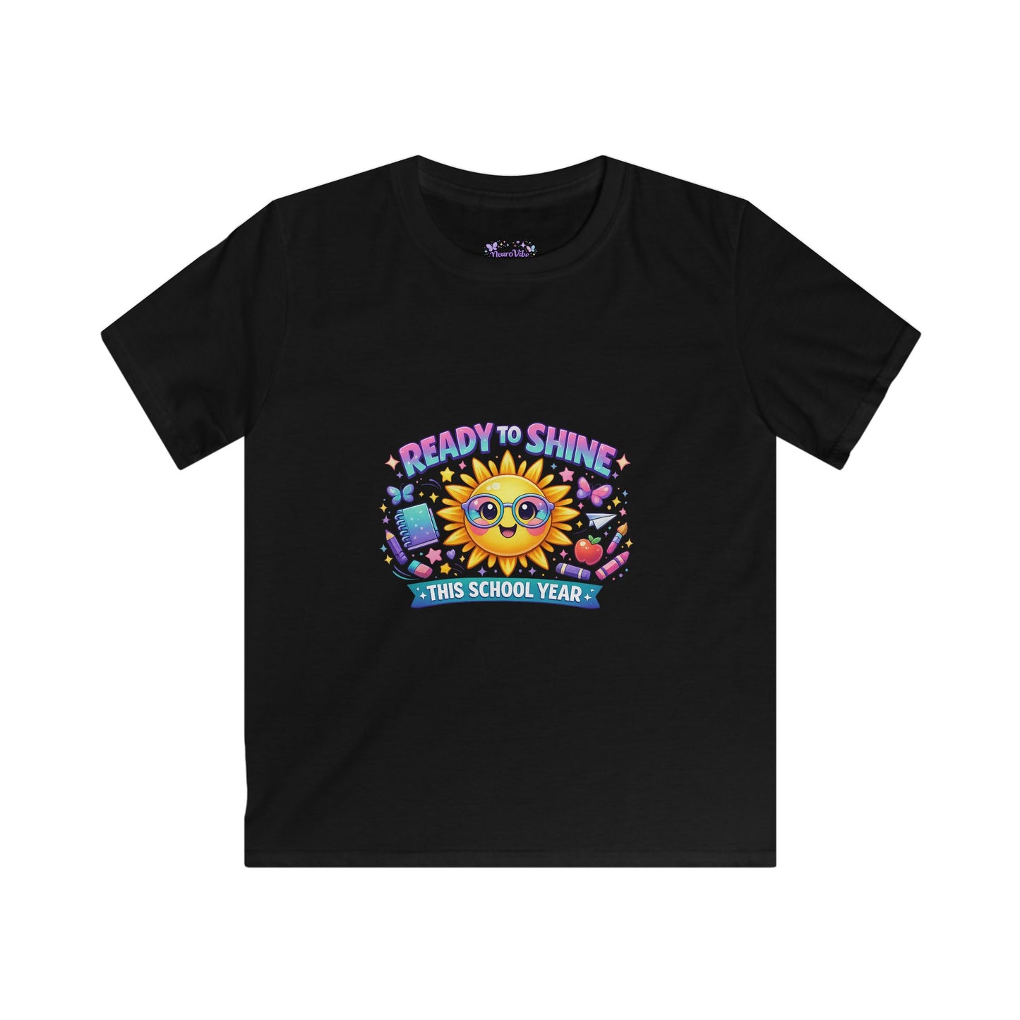 Kids Back to School Sunshine Tee | Ready to Shine School Shirt | Neurodivergent Pride Apparel | Colorful First Day of School T-Shirt ☀️📚🌈🦋