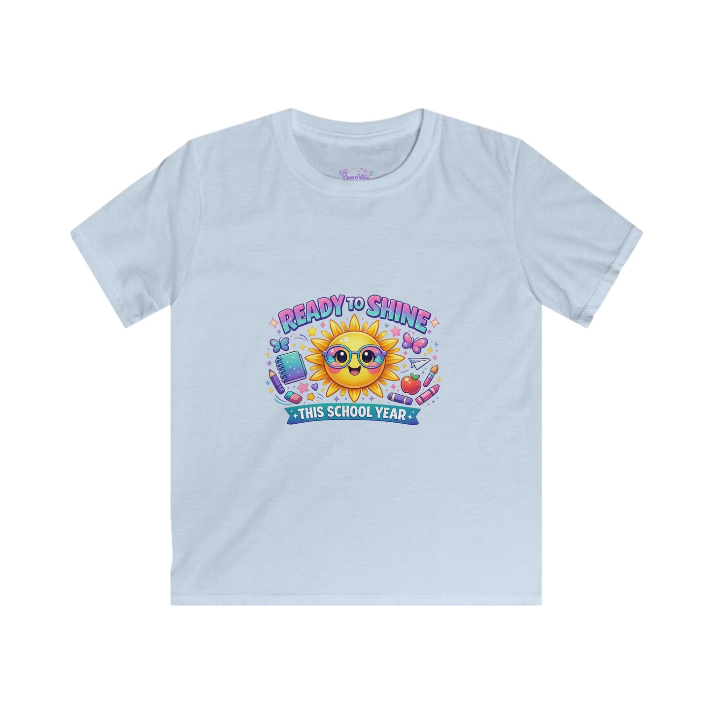 Kids Back to School Sunshine Tee | Ready to Shine School Shirt | Neurodivergent Pride Apparel | Colorful First Day of School T-Shirt ☀️📚🌈🦋