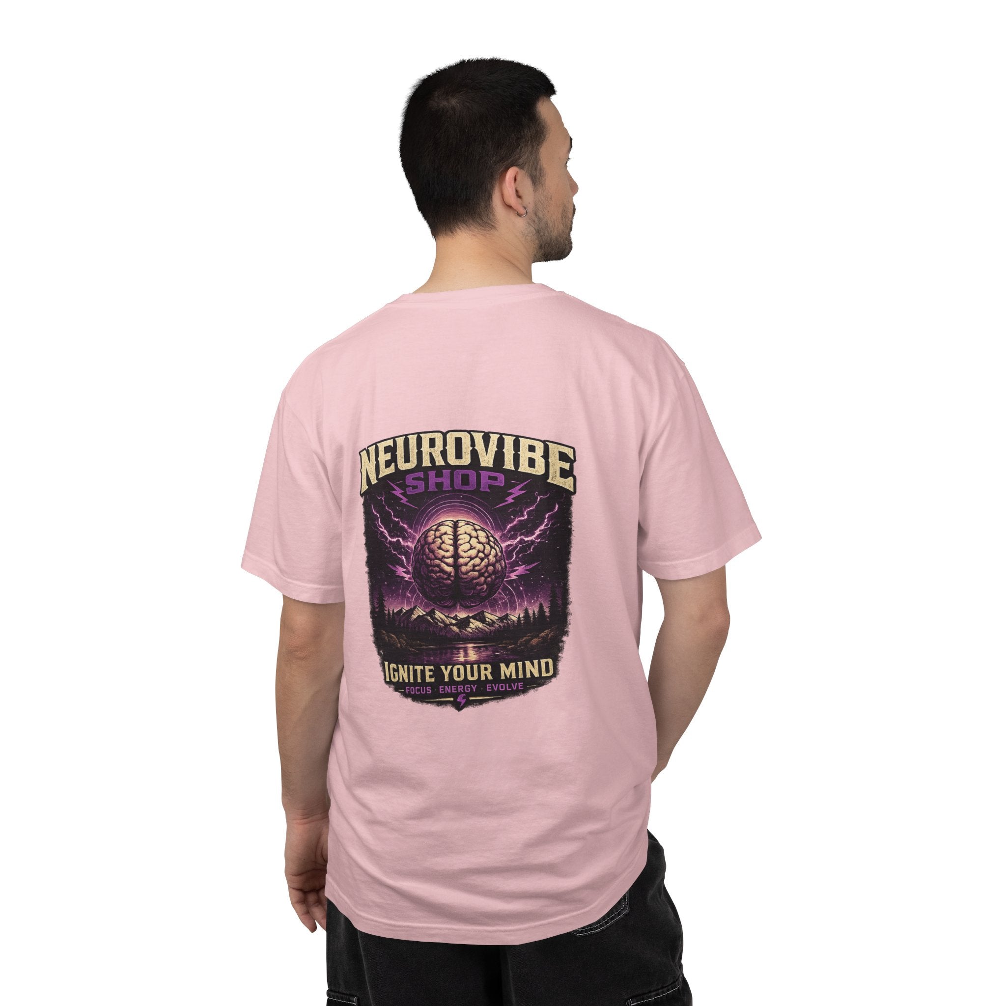 NeuroVibe Shop Ignite Your Mind T-Shirt | Purple Lightning Brain Graphic Tee | Neurodiversity Awareness Shirt | ADHD Autism Mental Health Support Apparel