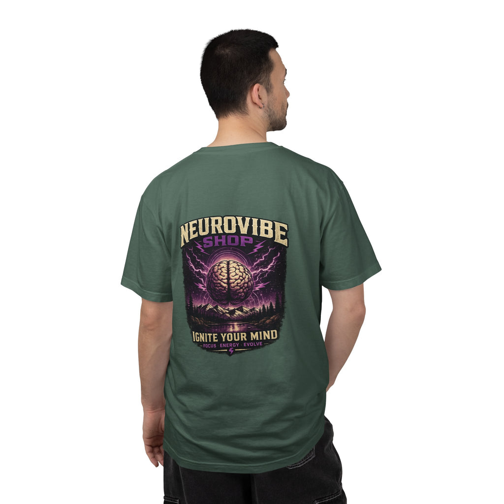 NeuroVibe Shop Ignite Your Mind T-Shirt | Purple Lightning Brain Graphic Tee | Neurodiversity Awareness Shirt | ADHD Autism Mental Health Support Apparel