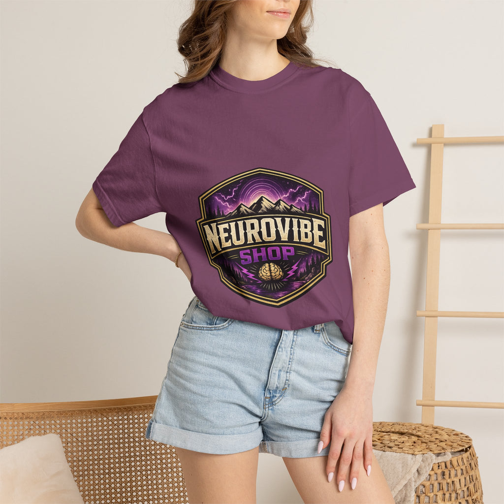 NeuroVibe Shop Ignite Your Mind T-Shirt | Purple Lightning Brain Graphic Tee | Neurodiversity Awareness Shirt | ADHD Autism Mental Health Support Apparel