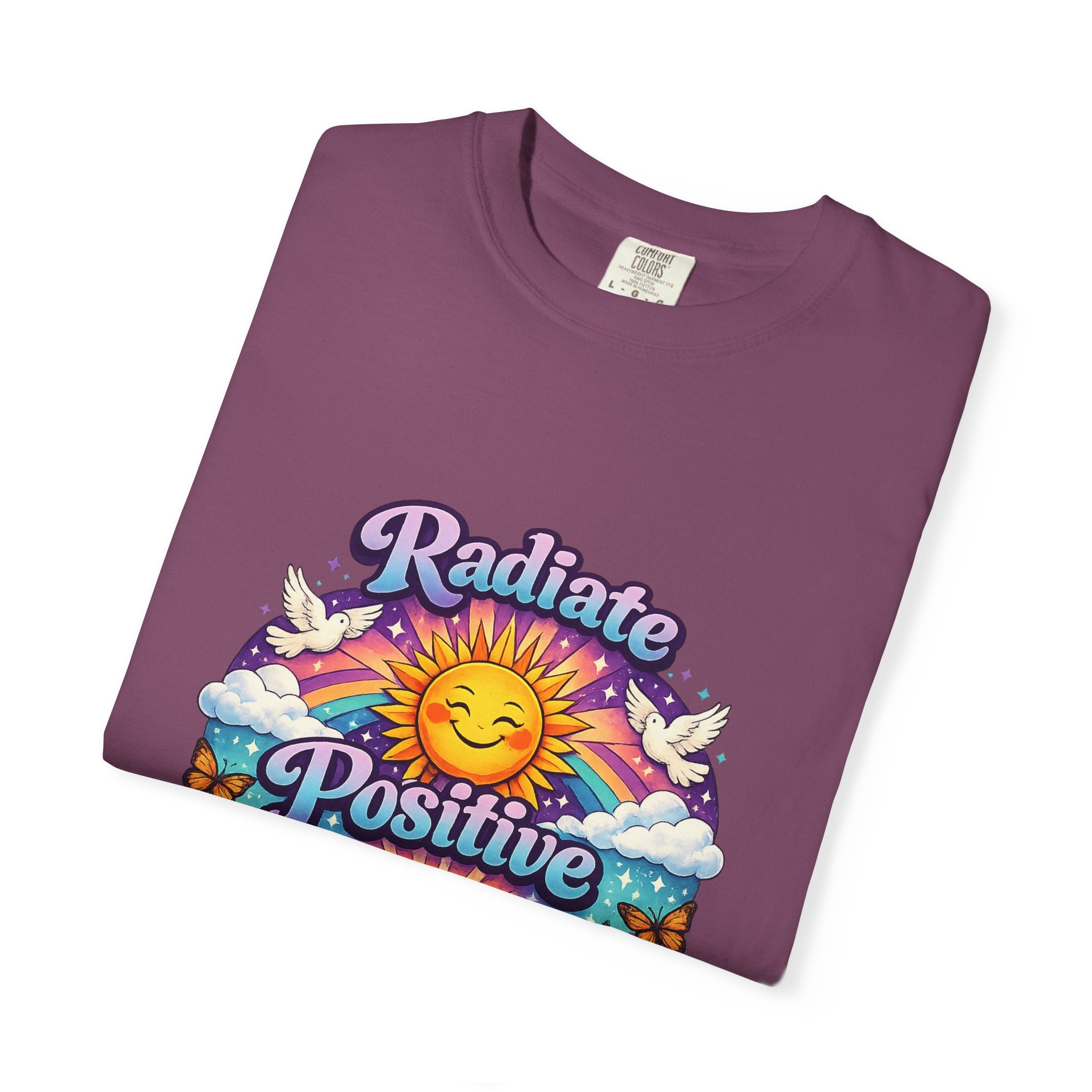 Radiate Positive Shirt – Groovy Purple & Teal Sunshine Floral Tee | Mental Health Awareness Gift