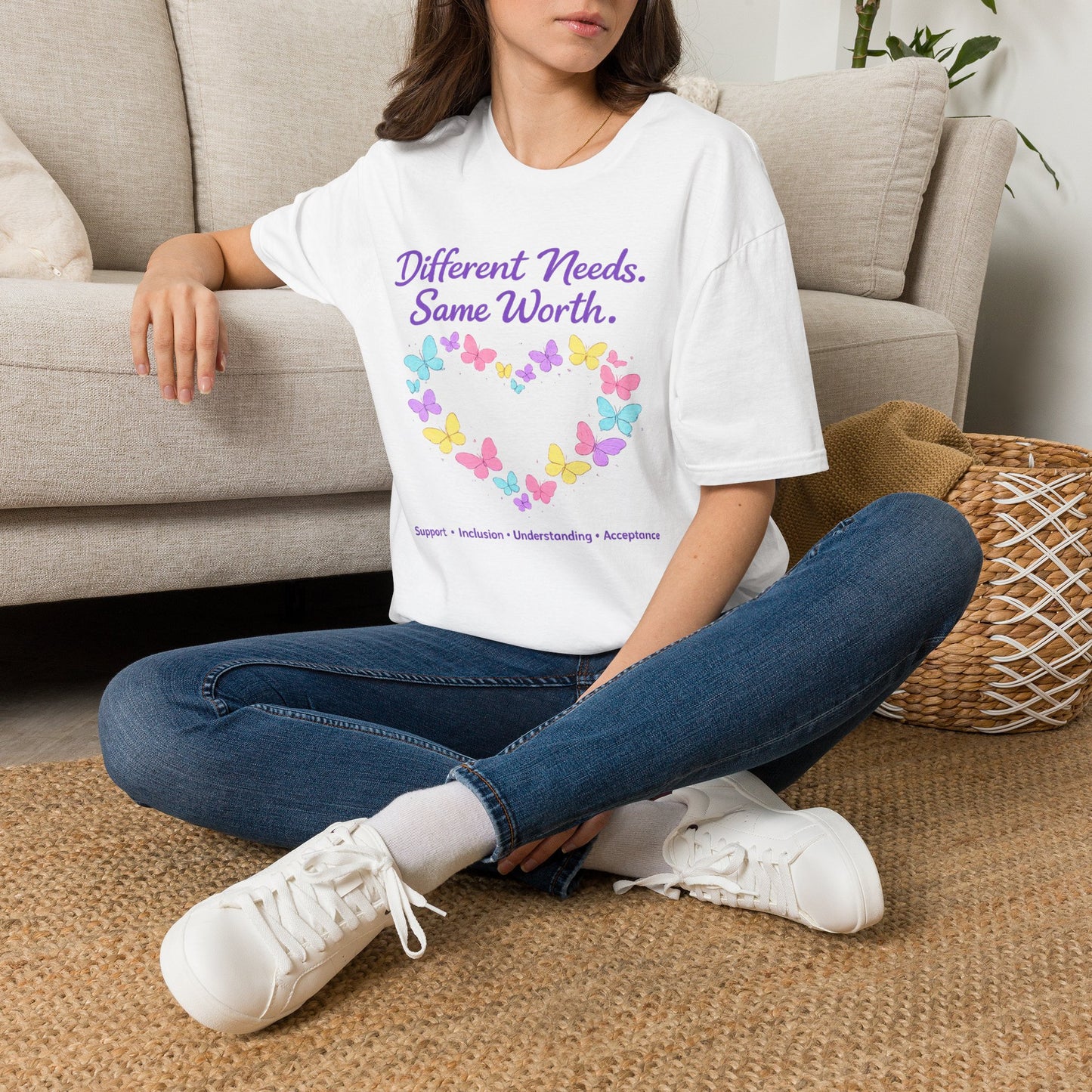 Different Needs Same Worth Shirt | Special Needs Awareness Tee | Neurodiversity Acceptance Butterfly T-Shirt