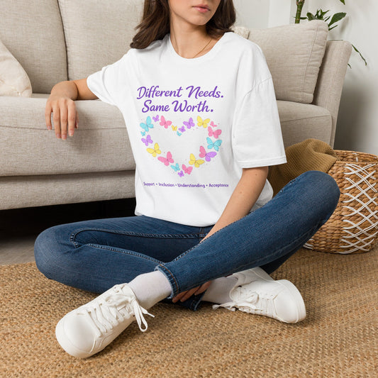 Different Needs Same Worth Shirt | Special Needs Awareness Tee | Neurodiversity Acceptance Butterfly T-Shirt