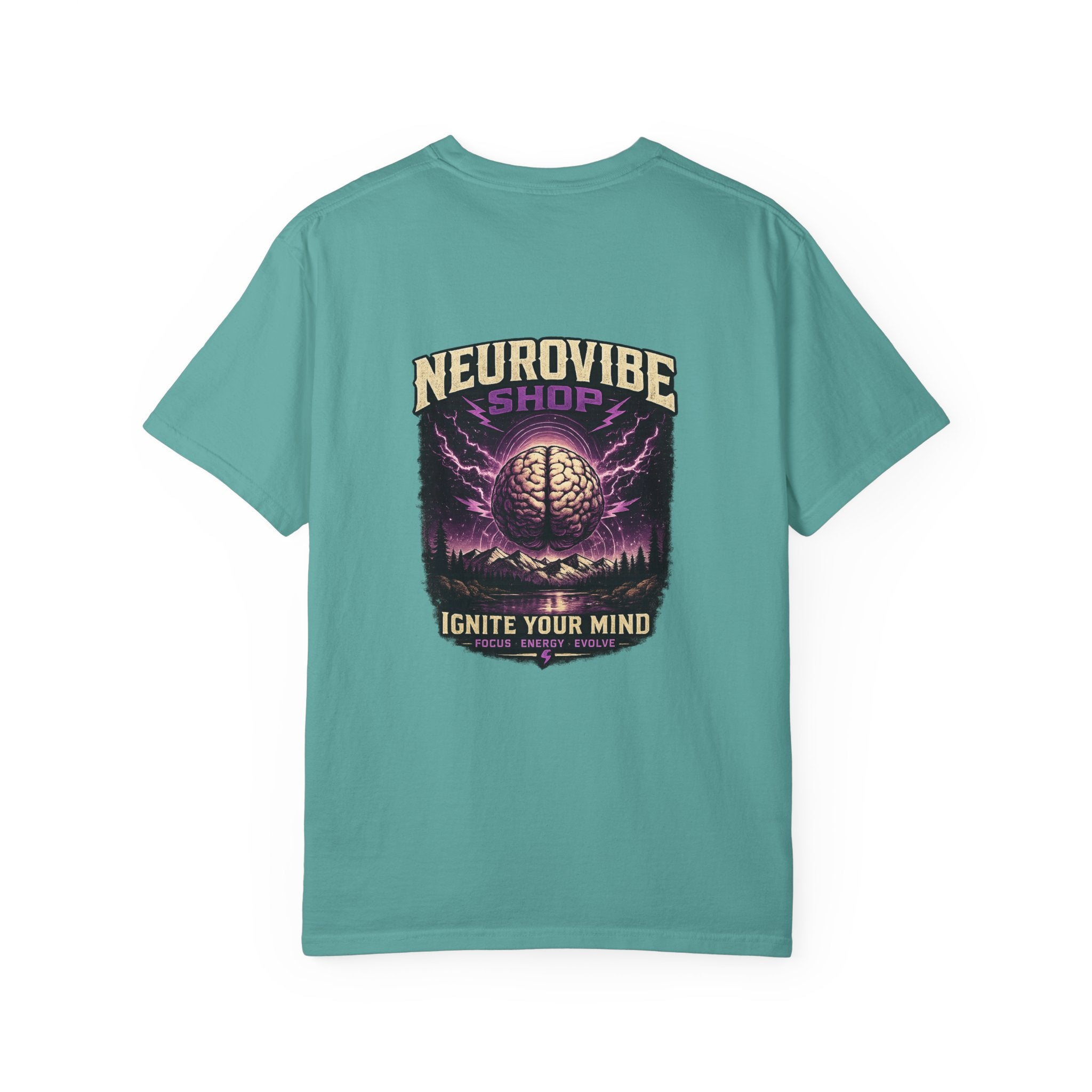 NeuroVibe Shop Ignite Your Mind T-Shirt | Purple Lightning Brain Graphic Tee | Neurodiversity Awareness Shirt | ADHD Autism Mental Health Support Apparel