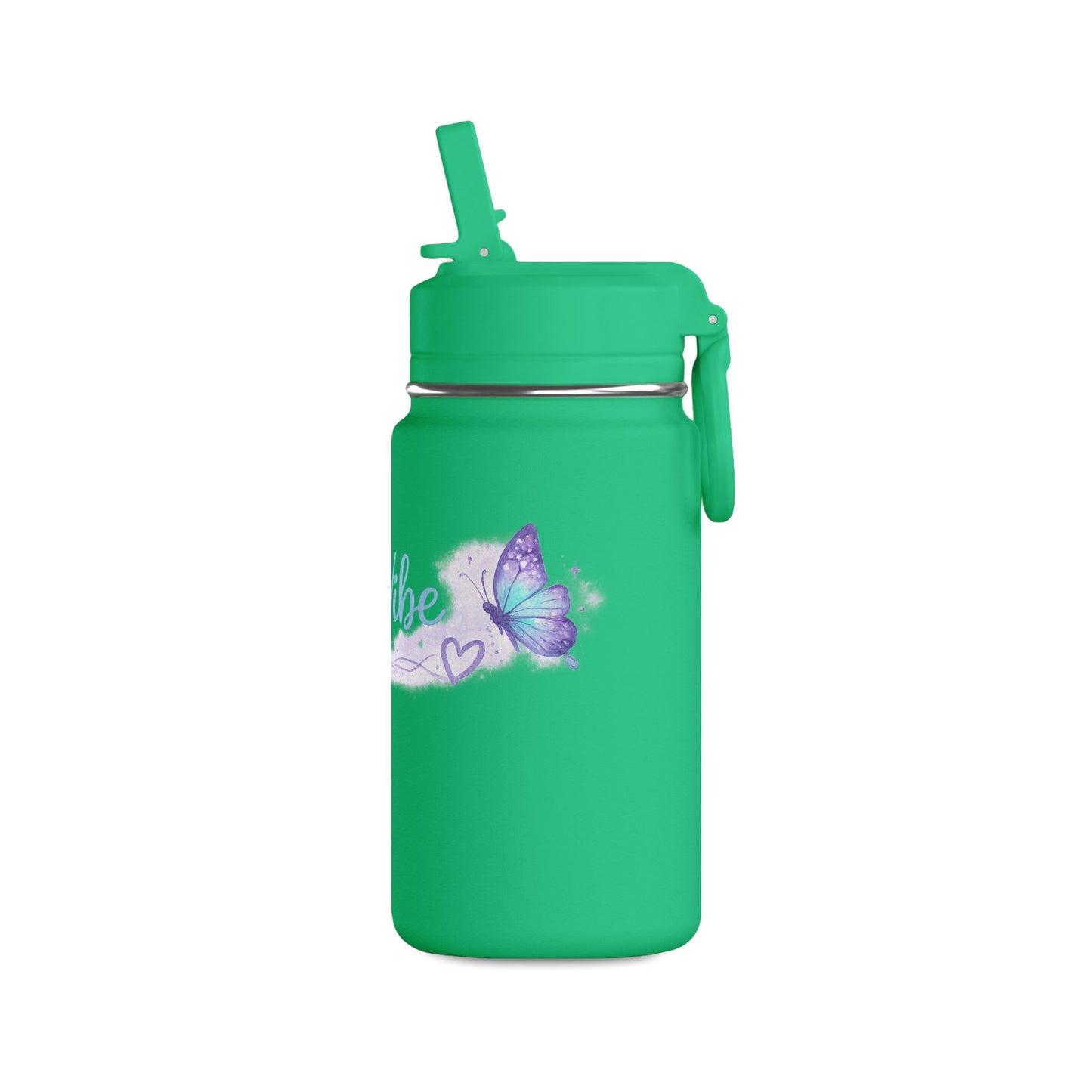 NeuroVibe Butterfly Mini Water Bottle | Kids Back-to-School Drink Bottle | Purple Teal School Hydration Bottle