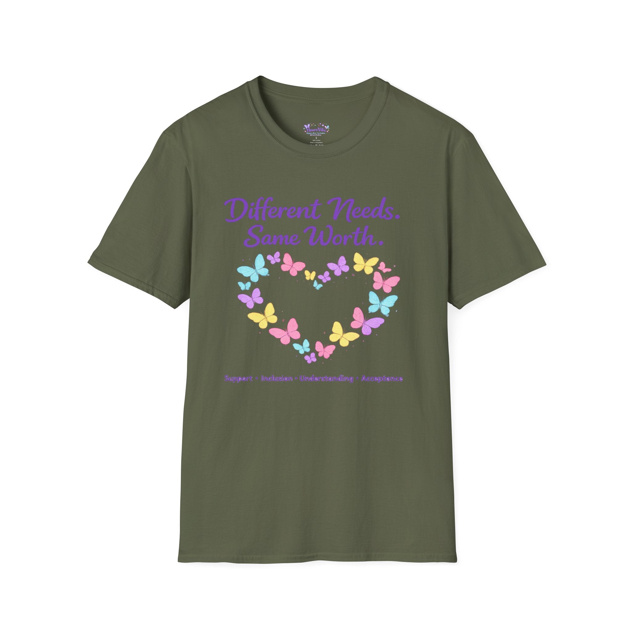 Different Needs Same Worth Shirt | Special Needs Awareness Tee | Neurodiversity Acceptance Butterfly T-Shirt