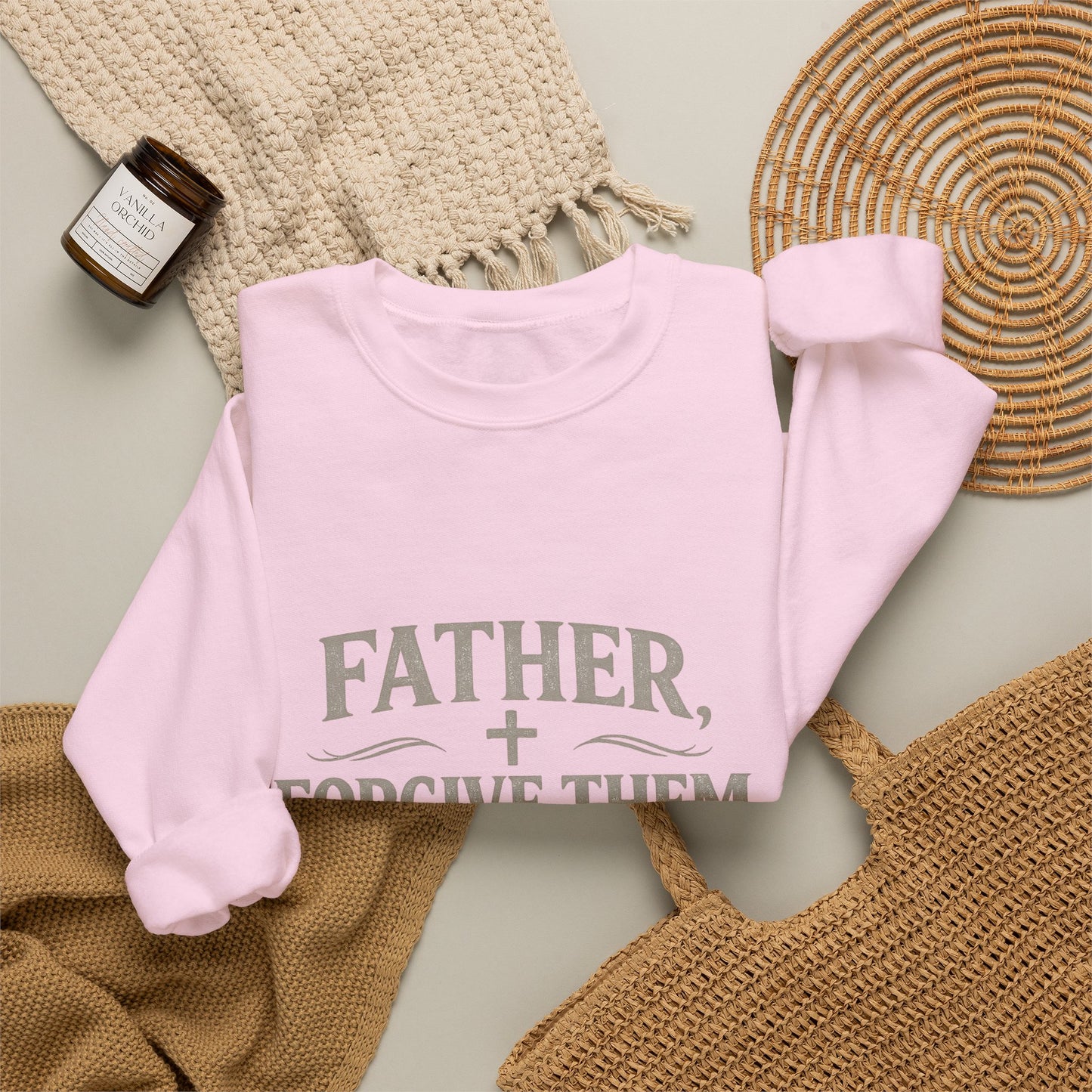 Father, Forgive Them Crewneck Sweatshirt | Luke 23:34 Christian Faith Sweatshirt
