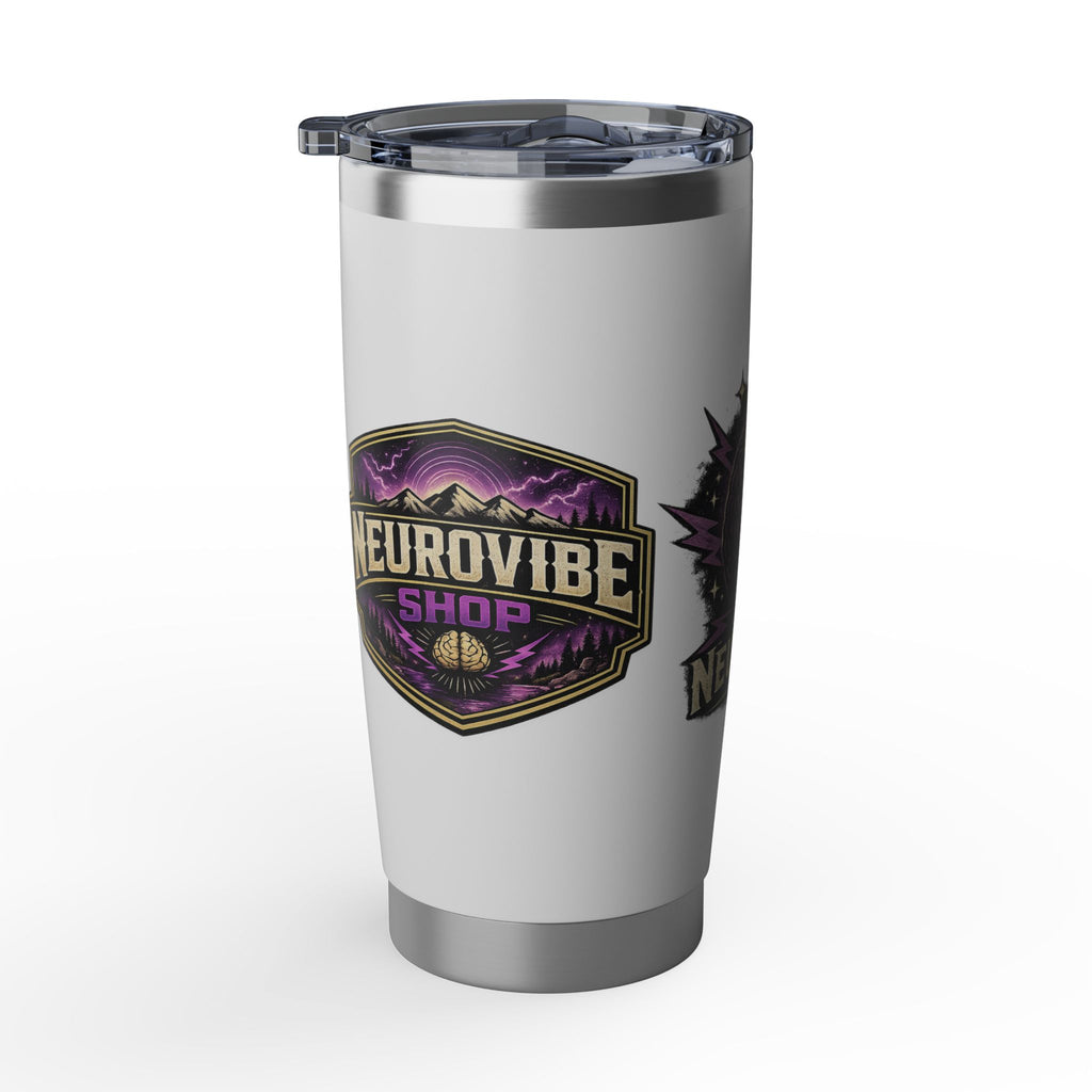 NeuroVibe Shop Ignite Your Mind 20oz Tumbler | Purple Lightning Brain Design | ADHD Autism Awareness Travel Mug | Neurodiversity Mental Health Gift