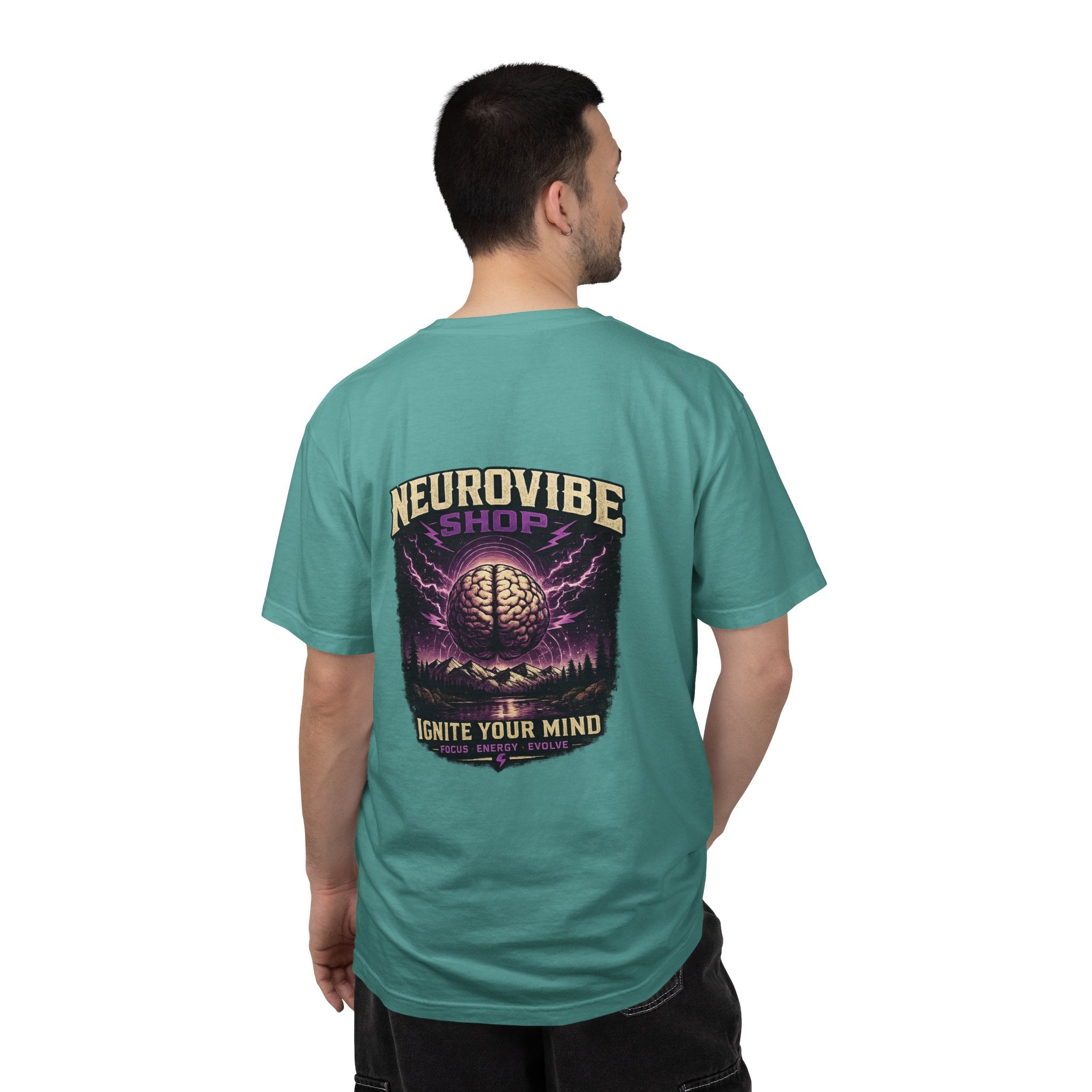 NeuroVibe Shop Ignite Your Mind T-Shirt | Purple Lightning Brain Graphic Tee | Neurodiversity Awareness Shirt | ADHD Autism Mental Health Support Apparel