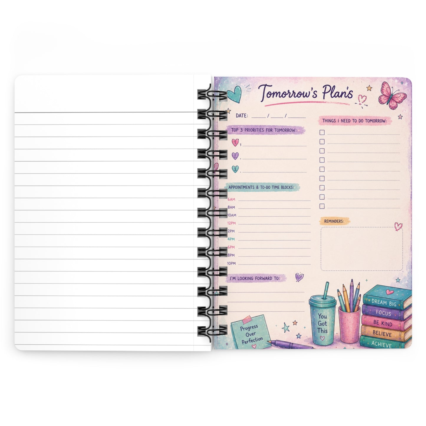 Undated Daily Planner | Neurodivergent Daily Planning Notebook | Gratitude, Goals & Tomorrow’s Plans | NeuroVibe Planner