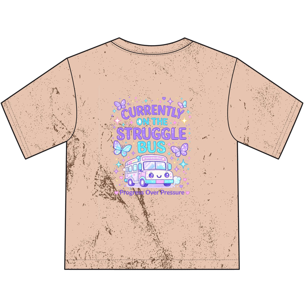 Cuddle Crew Youth T-Shirt | Currently on the Struggle Bus Back Print | NeuroVibe Shop™ Kids Mental Health Tee