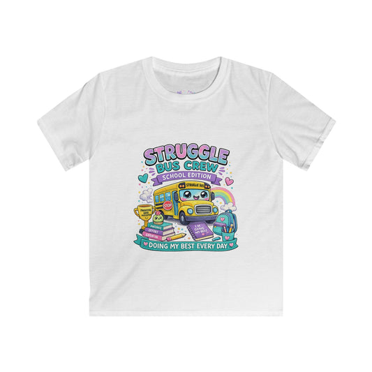 Struggle Bus Crew School Edition T-Shirt | Doing My Best Every Day Shirt | Neurodivergent School Tee | Positive Growth Mindset Apparel 🚌💜📚🌈