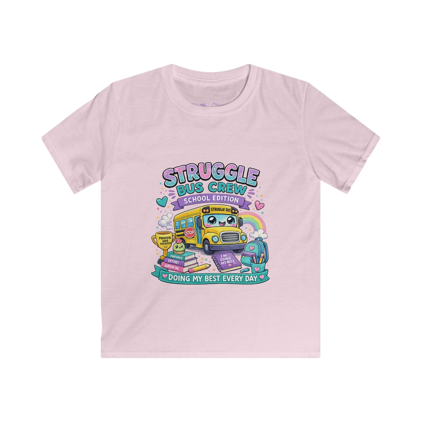 Struggle Bus Crew School Edition T-Shirt | Doing My Best Every Day Shirt | Neurodivergent School Tee | Positive Growth Mindset Apparel 🚌💜📚🌈