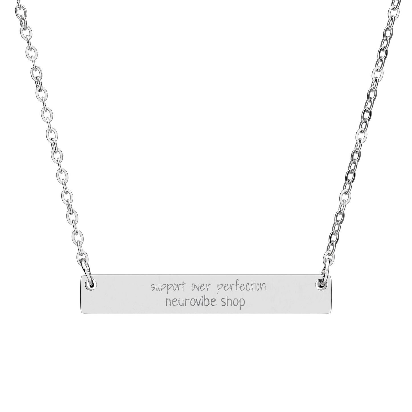 NeuroVibe Support Over Perfection Necklace Charm | Butterfly Mental Health Jewelry | Neurodiversity Gift | Inspirational Engraved Pendant