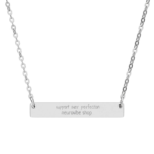 NeuroVibe Support Over Perfection Necklace Charm | Butterfly Mental Health Jewelry | Neurodiversity Gift | Inspirational Engraved Pendant
