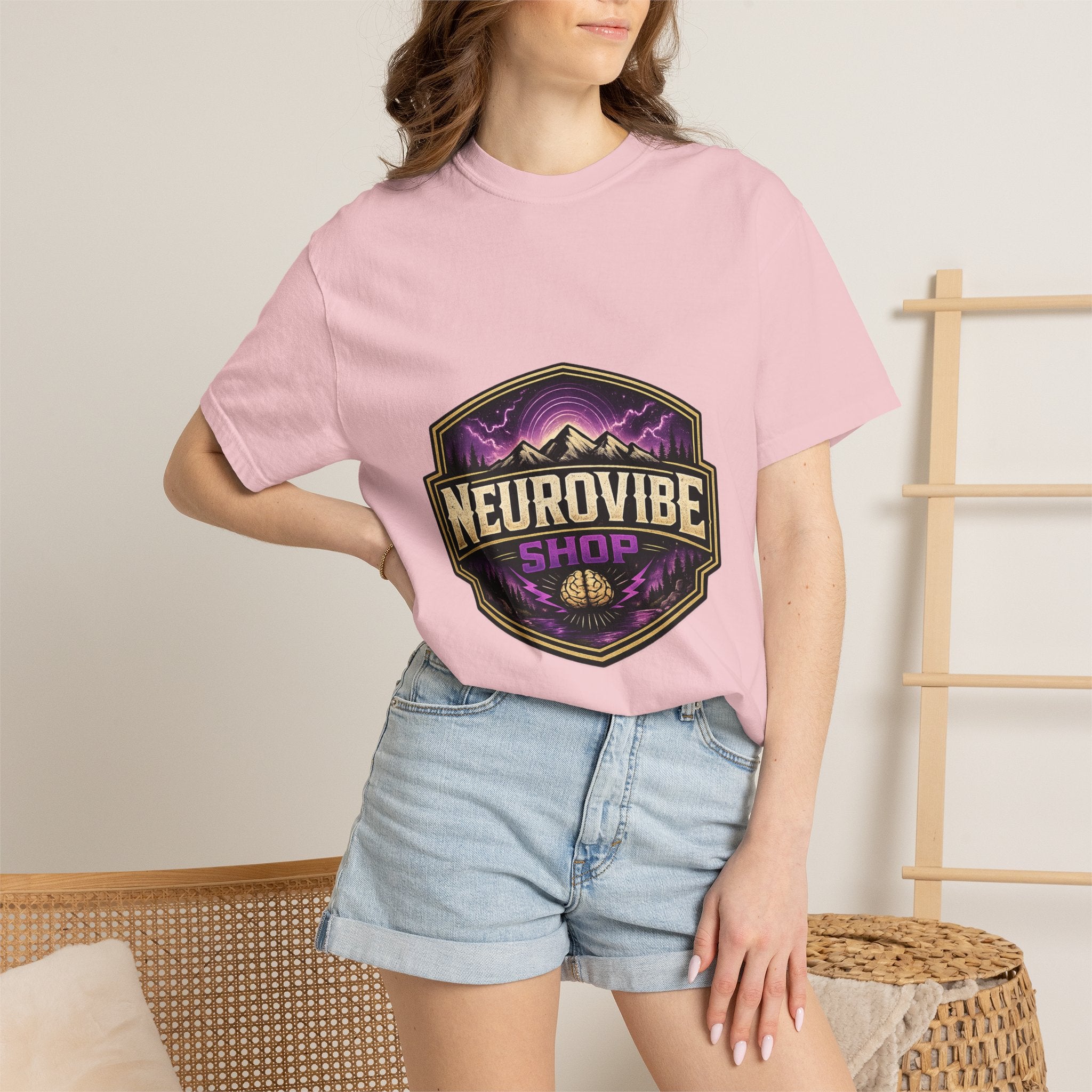 NeuroVibe Shop Ignite Your Mind T-Shirt | Purple Lightning Brain Graphic Tee | Neurodiversity Awareness Shirt | ADHD Autism Mental Health Support Apparel
