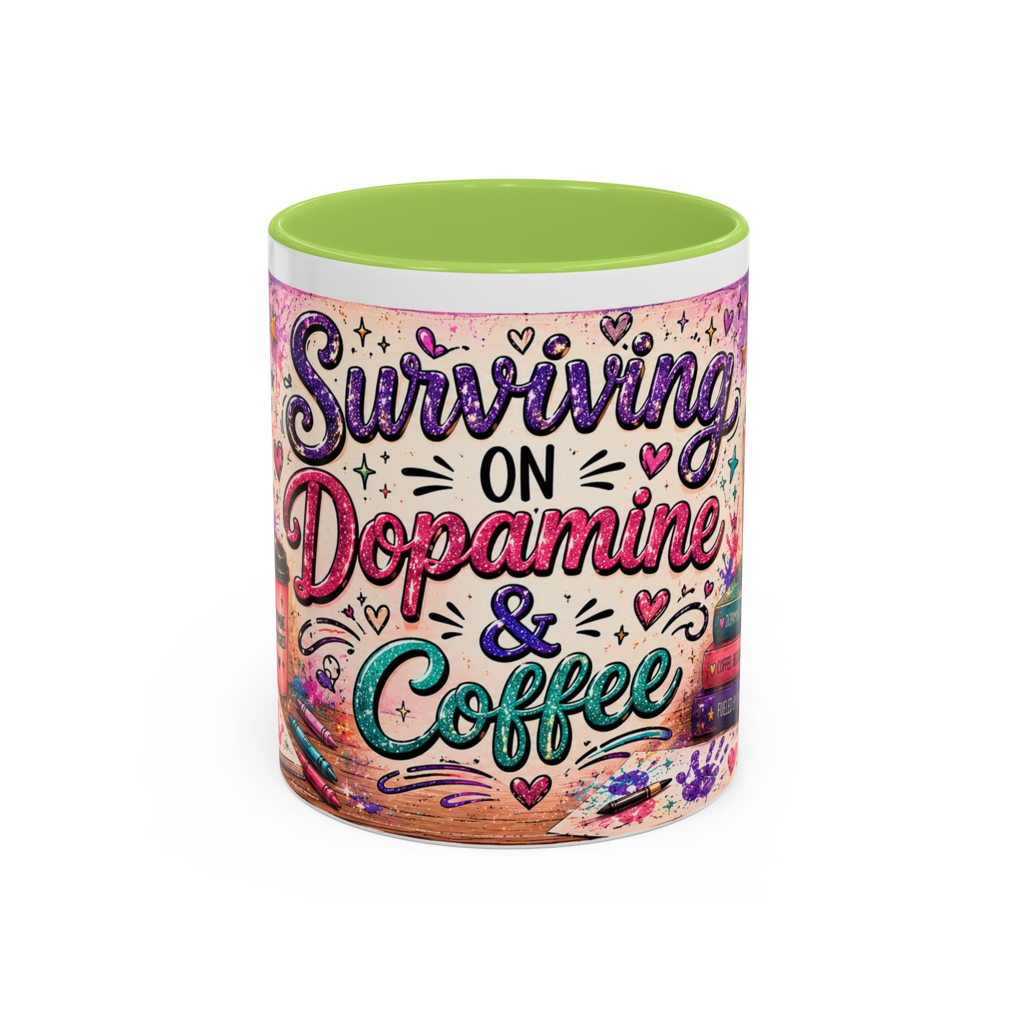 Surviving on Dopamine & Coffee Mug ☕ | Neurospicy Glitter Accent Cup | NeuroVibe Shop™