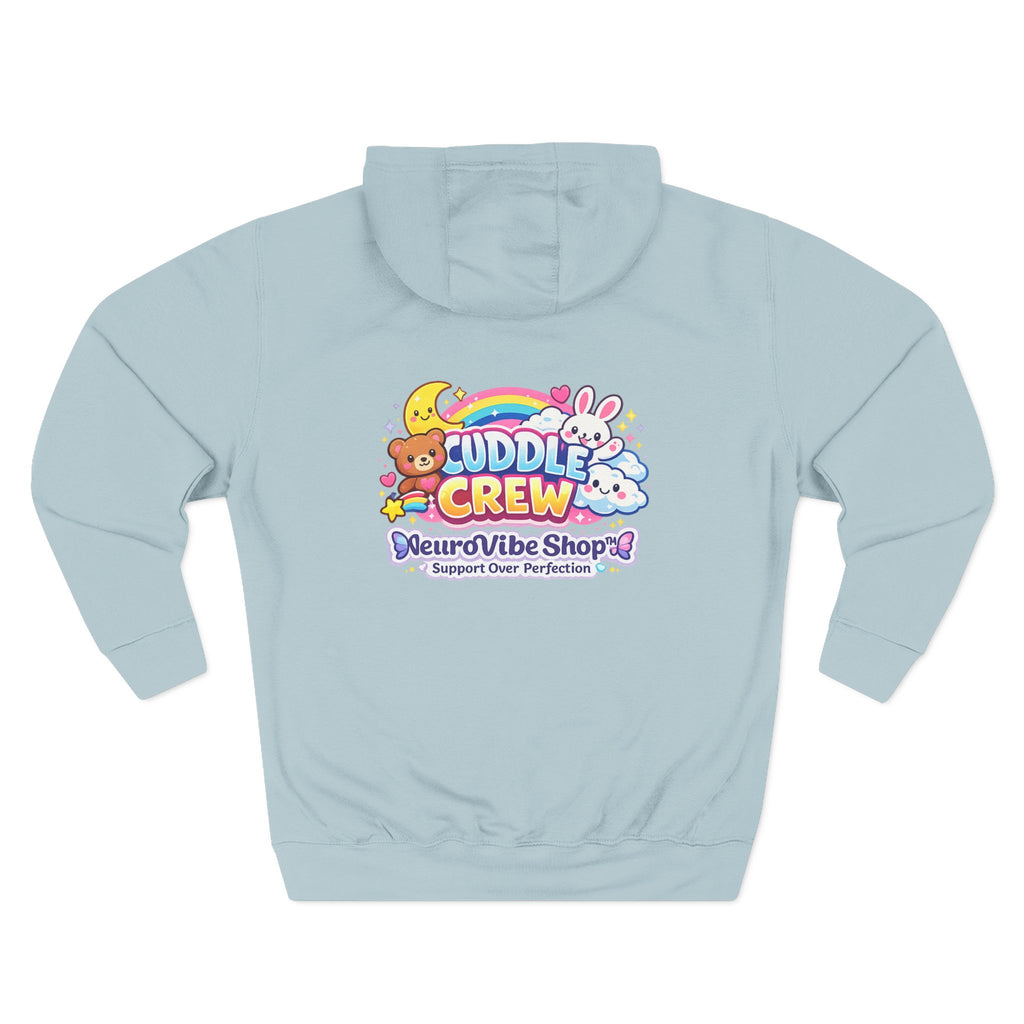 Radiate Positive Hoodie – Front Graphic with Cuddle Crew Back Design | Purple Teal Sunshine Hoodie | Positive Vibes Mental Health Apparel