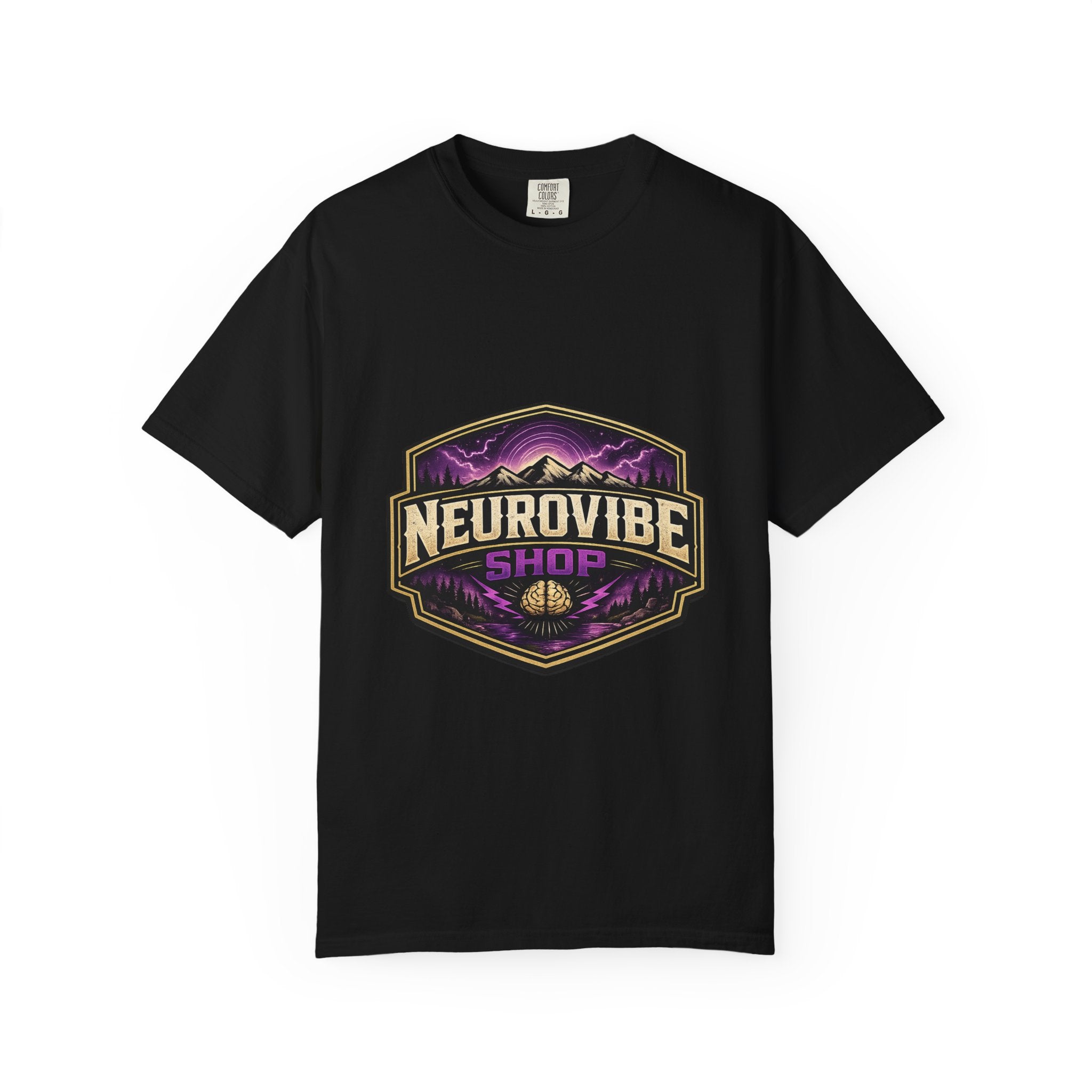 NeuroVibe Shop Ignite Your Mind T-Shirt | Purple Lightning Brain Graphic Tee | Neurodiversity Awareness Shirt | ADHD Autism Mental Health Support Apparel