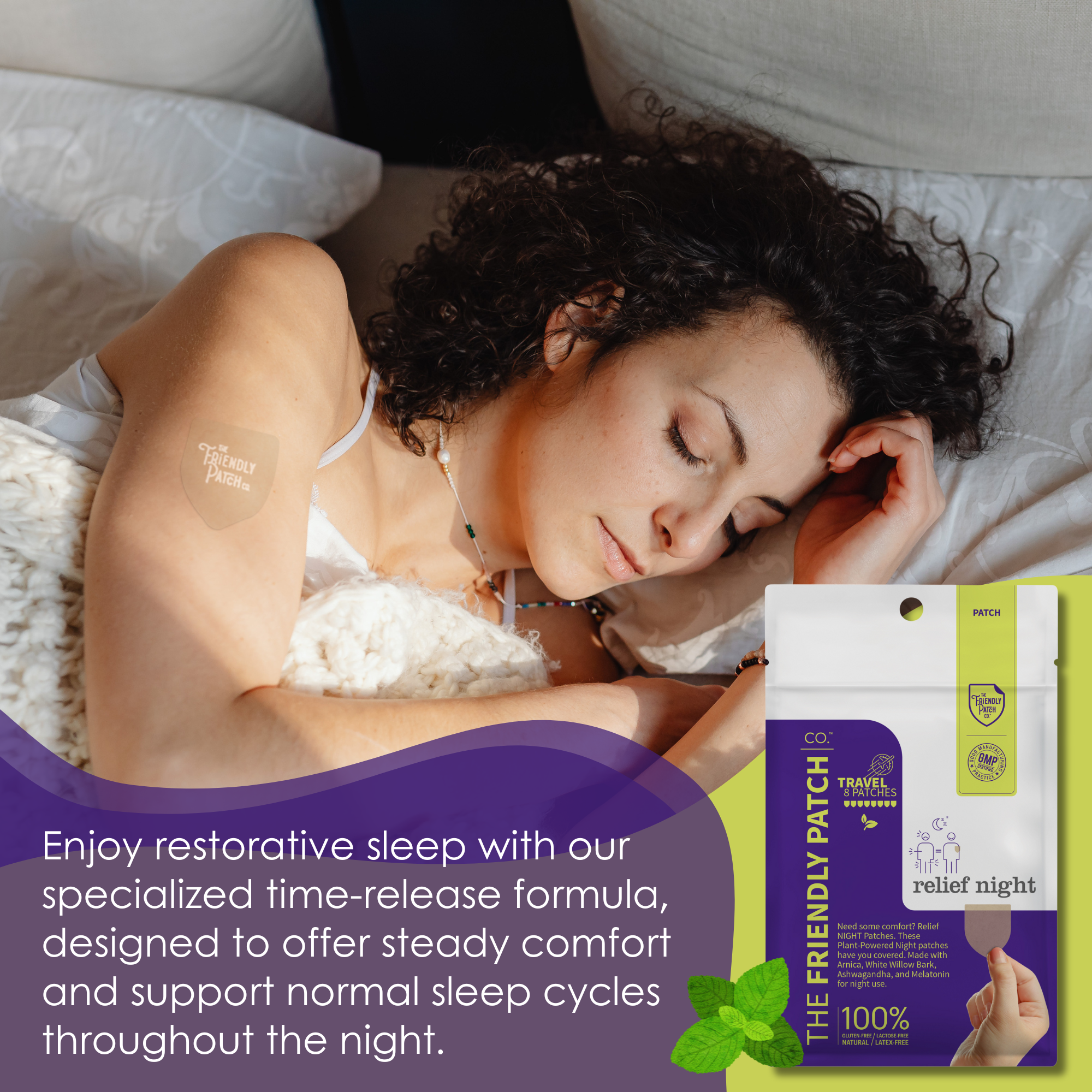 🌱Relief Night Patch - 8 pack Arnica, White Willow Bark, Melatonin for Soreness for sleep
