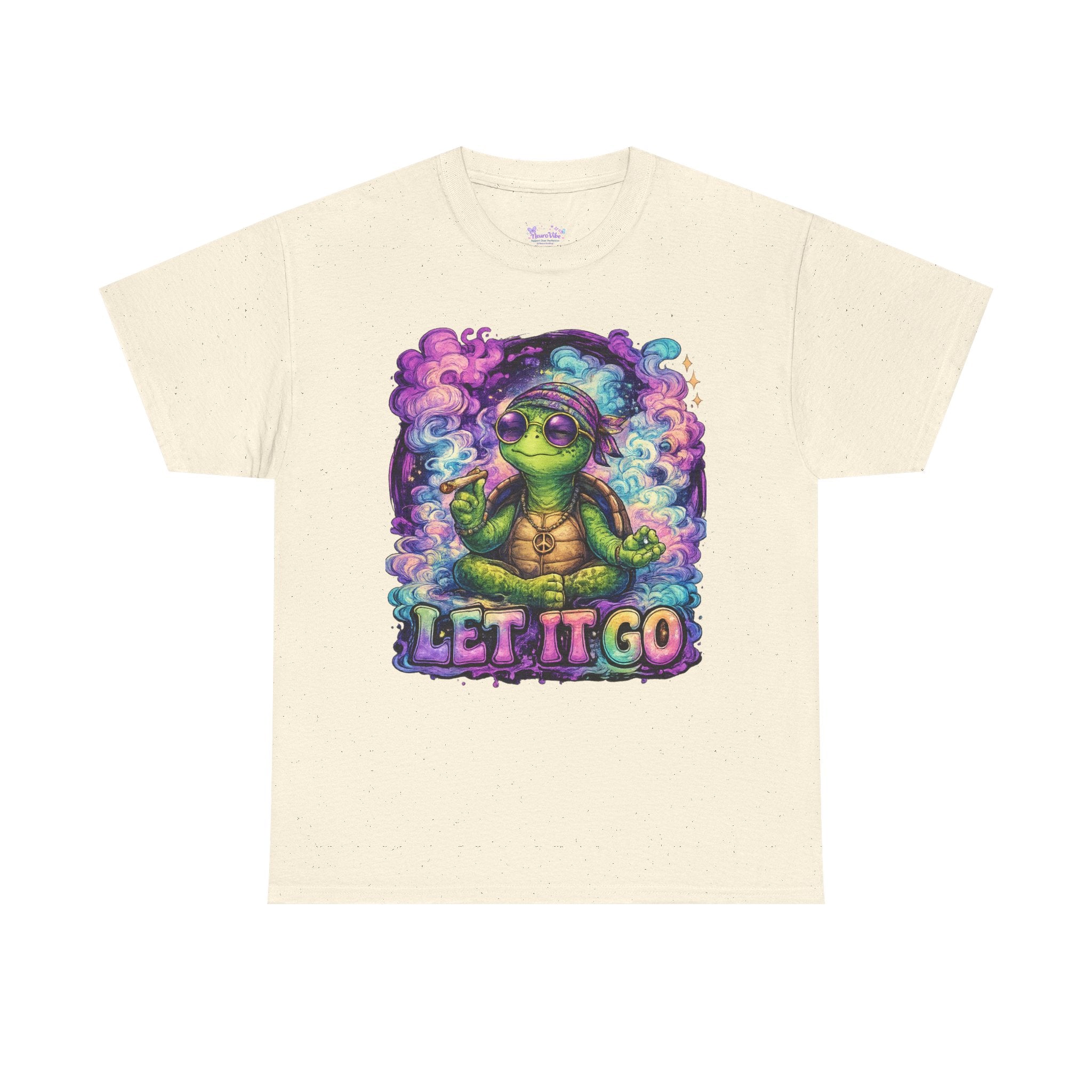 Let It Go Turtle T-Shirt | Chill Turtle Graphic Tee | Retro Hippie Turtle Shirt | Positive Vibes Relaxation Tee | Colorful Smoke Art Shirt