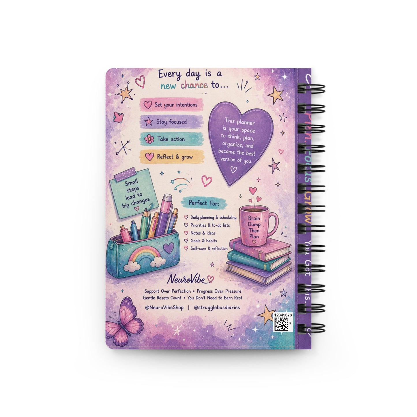 Undated Daily Planner | Neurodivergent Daily Planning Notebook | Gratitude, Goals & Tomorrow’s Plans | NeuroVibe Planner
