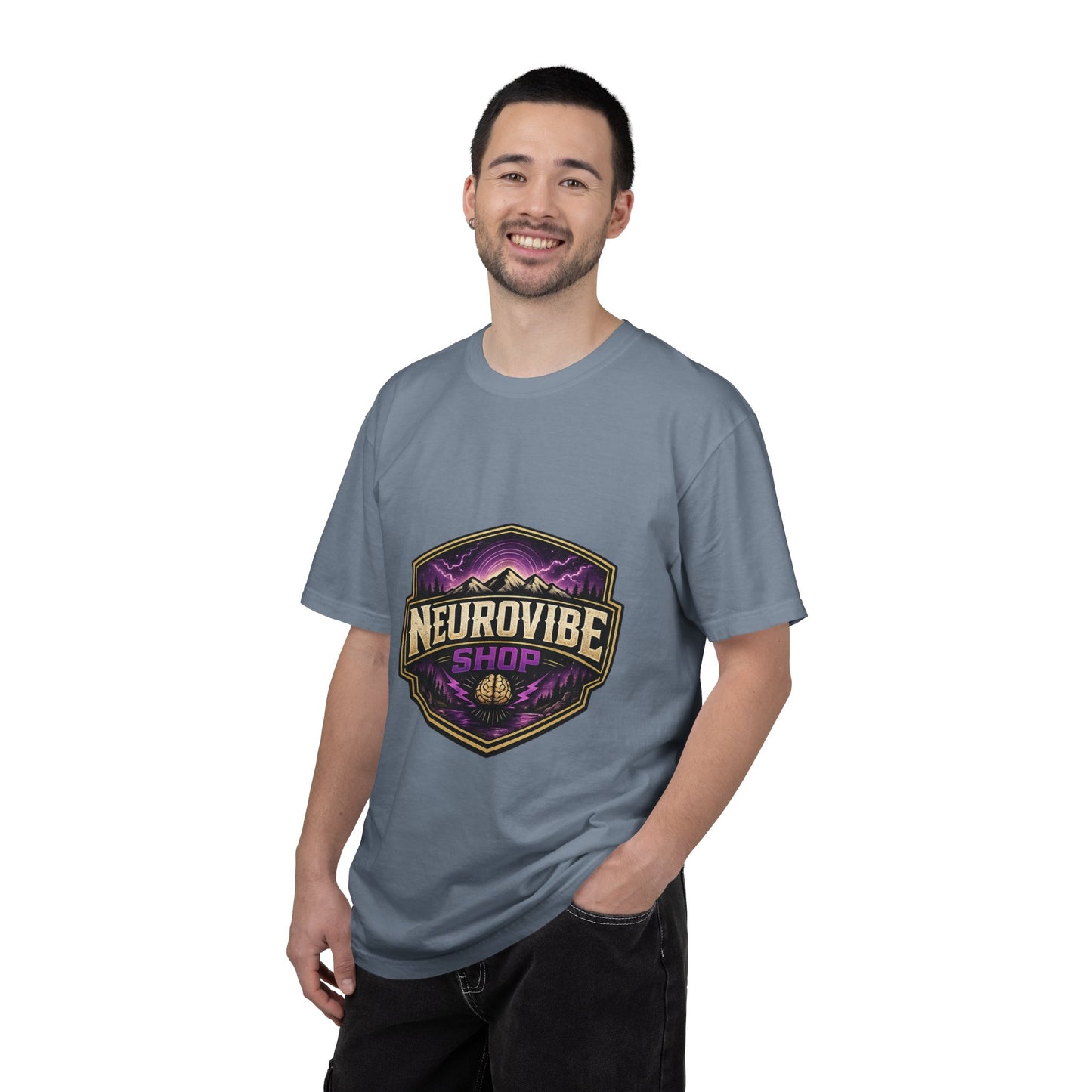 NeuroVibe Shop Ignite Your Mind T-Shirt | Purple Lightning Brain Graphic Tee | Neurodiversity Awareness Shirt | ADHD Autism Mental Health Support Apparel