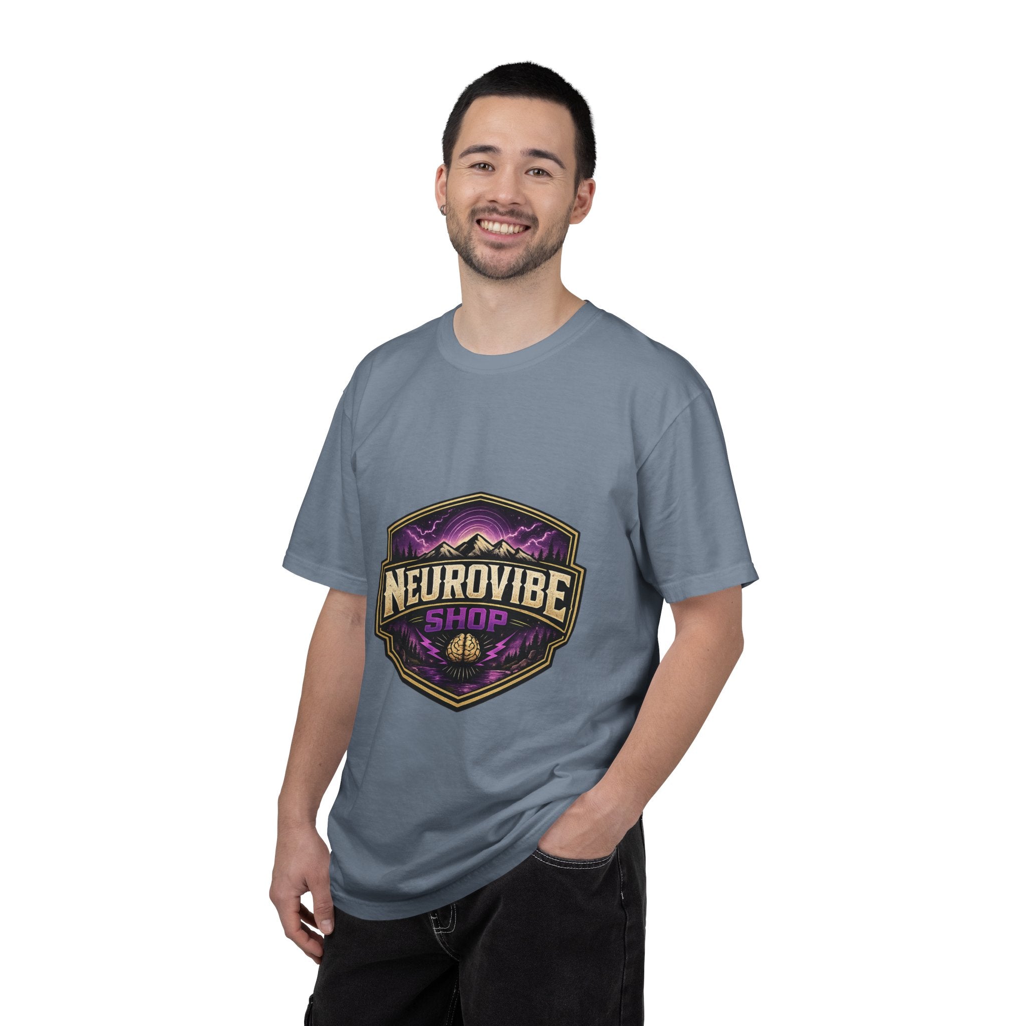 NeuroVibe Shop Ignite Your Mind T-Shirt | Purple Lightning Brain Graphic Tee | Neurodiversity Awareness Shirt | ADHD Autism Mental Health Support Apparel