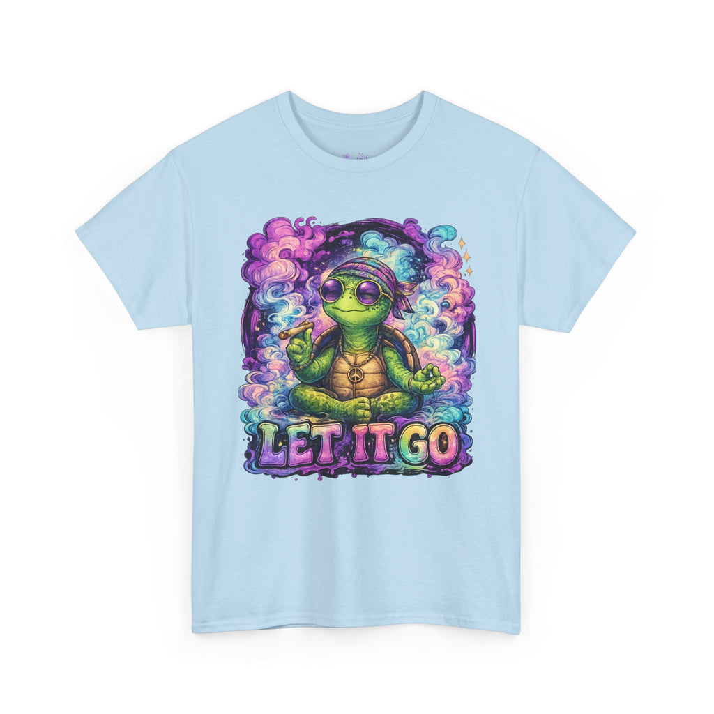 Let It Go Turtle T-Shirt | Chill Turtle Graphic Tee | Retro Hippie Turtle Shirt | Positive Vibes Relaxation Tee | Colorful Smoke Art Shirt