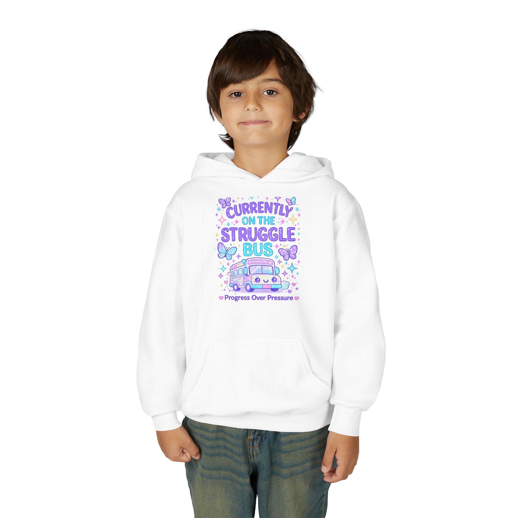 Currently on the Struggle Bus Youth Hoodie | NeuroVibe Shop™ Mental Health Awareness Hoodie