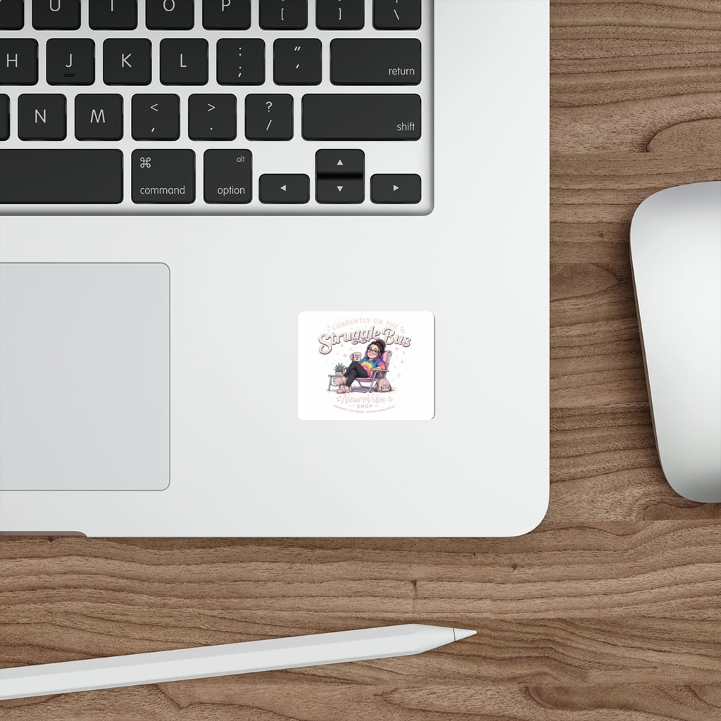 Currently on the Struggle Bus Sticker Beach Chair | Retro Mental Health Decal | NeuroVibe Shop™