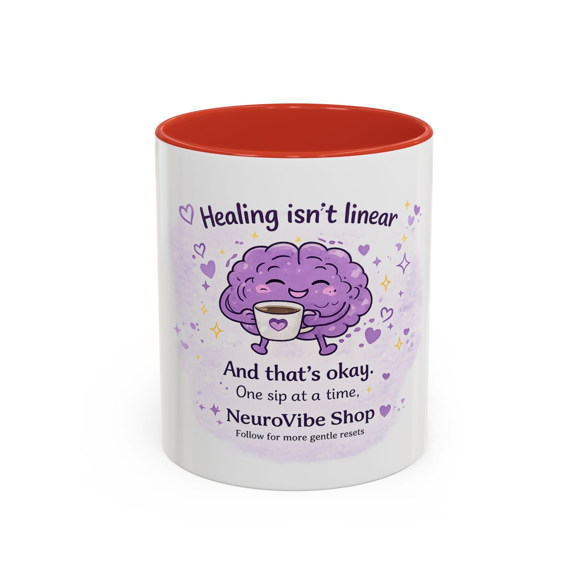 Healing Isn't Linear Coffee Mug | Cute Brain Tea/Coffee Cup, Mental Health Support Gift | NeuroVibe Shop™