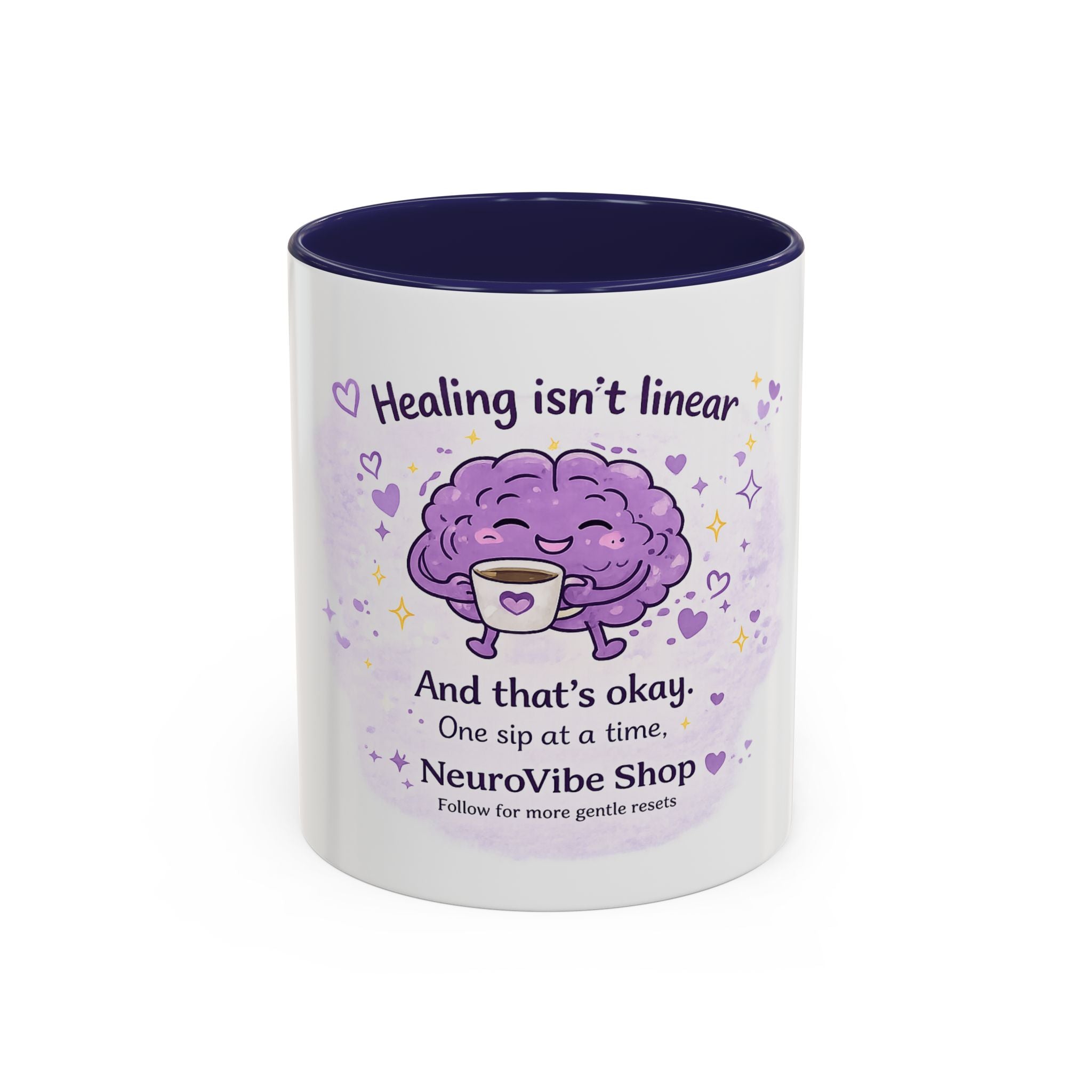 Healing Isn't Linear Coffee Mug | Cute Brain Tea/Coffee Cup, Mental Health Support Gift | NeuroVibe Shop™