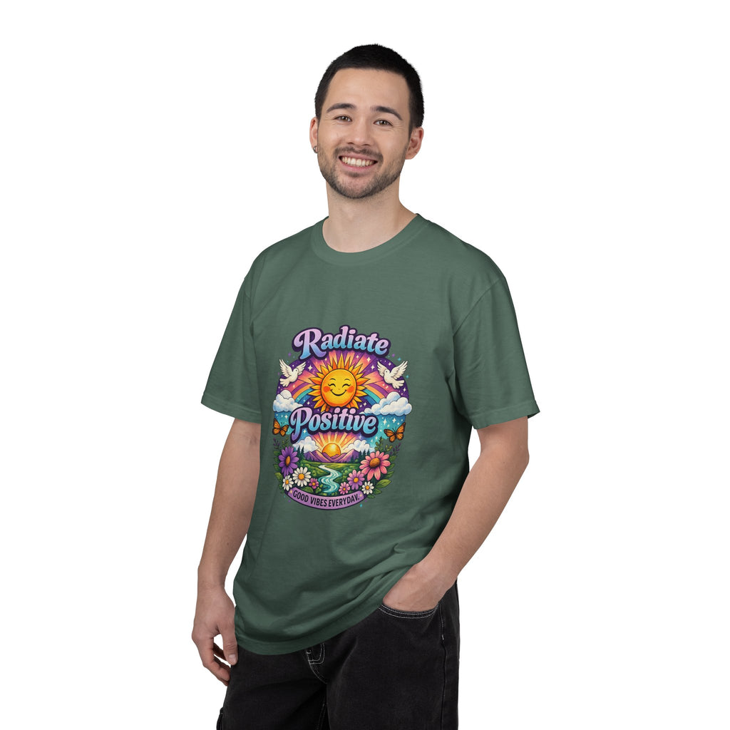 Radiate Positive Shirt – Groovy Purple & Teal Sunshine Floral Tee | Mental Health Awareness Gift