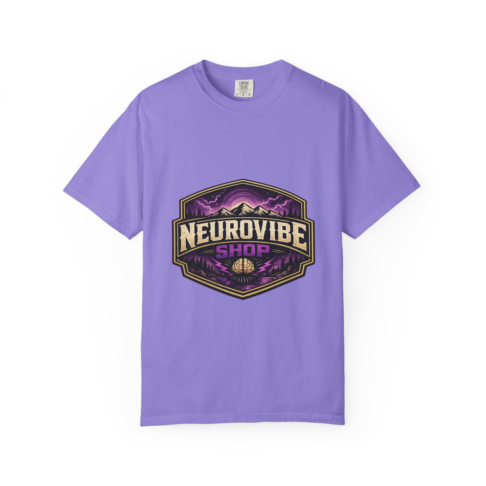 NeuroVibe Shop Ignite Your Mind T-Shirt | Purple Lightning Brain Graphic Tee | Neurodiversity Awareness Shirt | ADHD Autism Mental Health Support Apparel