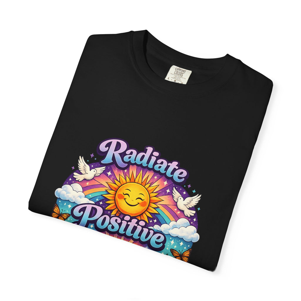 Radiate Positive Shirt – Groovy Purple & Teal Sunshine Floral Tee | Mental Health Awareness Gift