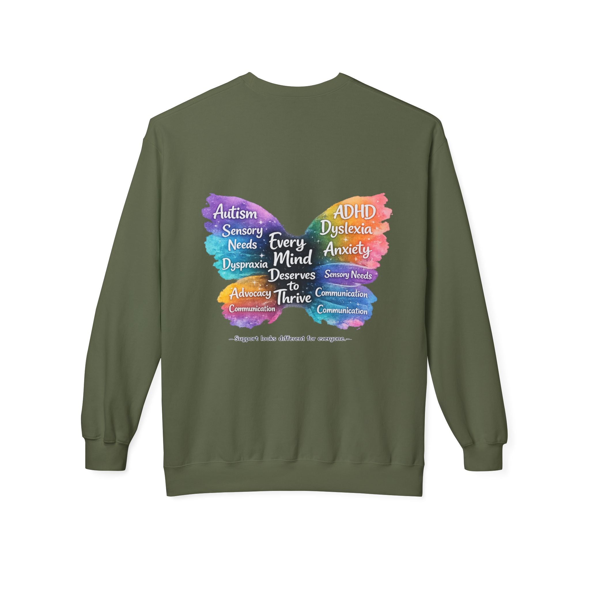 Different Needs Same Worth Crewneck | Special Needs Awareness Sweatshirt | Neurodiversity Acceptance Butterfly Sweatshirt | Inclusion Support Sweatshirt
