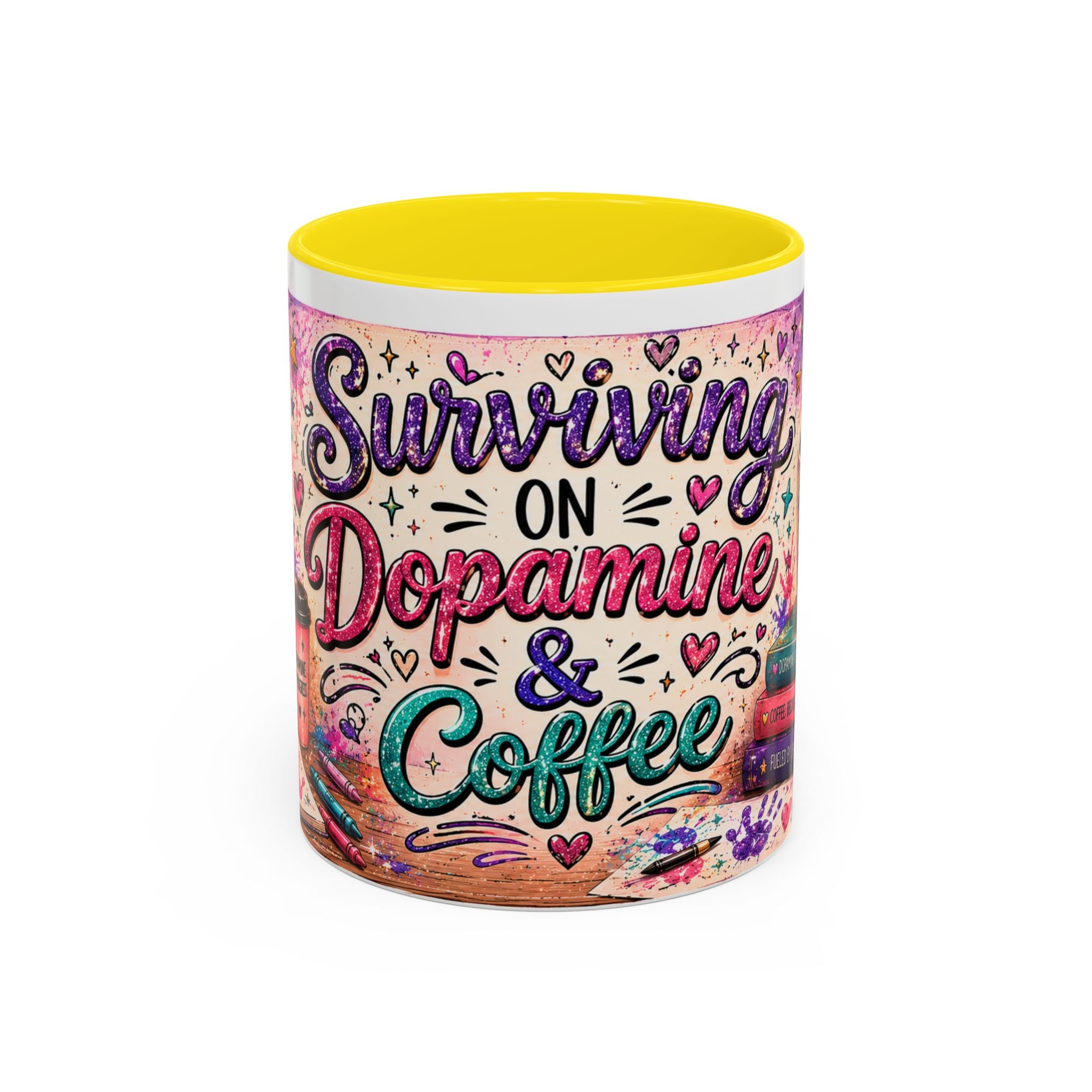 Surviving on Dopamine & Coffee Mug ☕ | Neurospicy Glitter Accent Cup | NeuroVibe Shop™