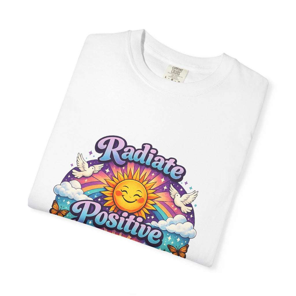 Radiate Positive Shirt – Groovy Purple & Teal Sunshine Floral Tee | Mental Health Awareness Gift